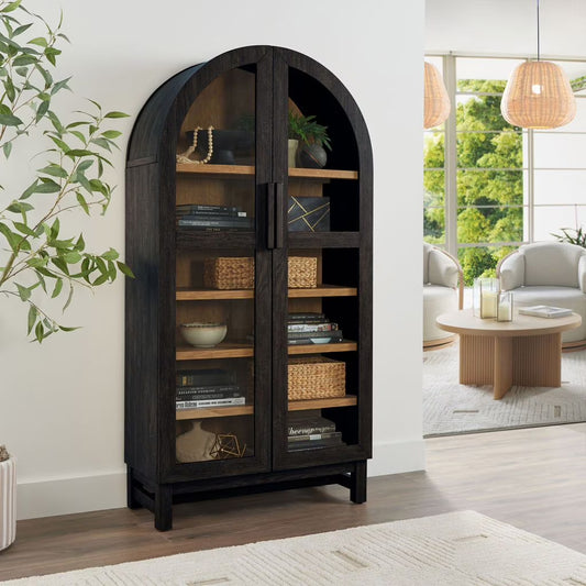 Better Homes  Gardens Juliet Arch Accent Cabinet, Black Finish(Black)