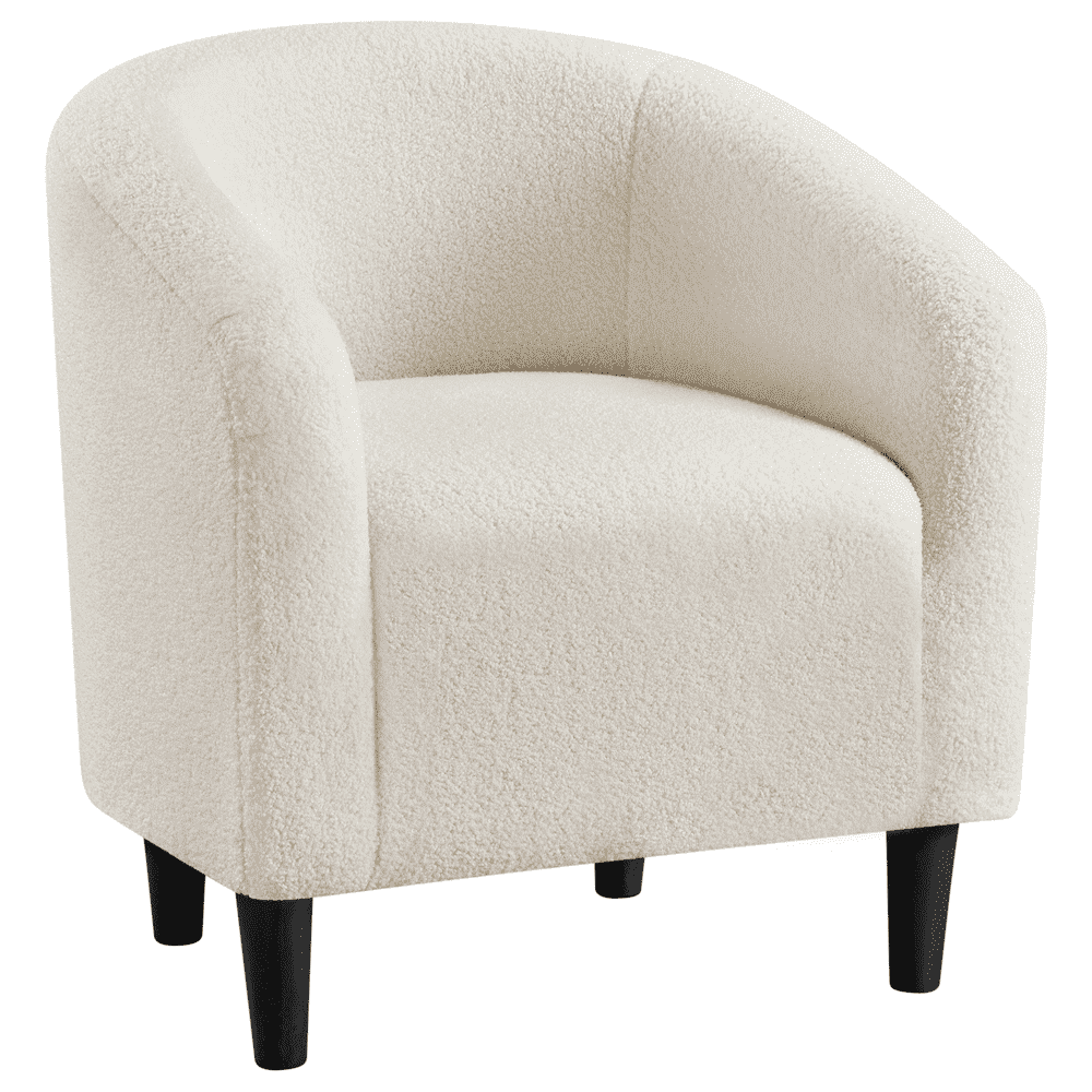 Yaheetech Upholstered Club Chair Accent Barrel Chair, Ivory(Ivory/Single)