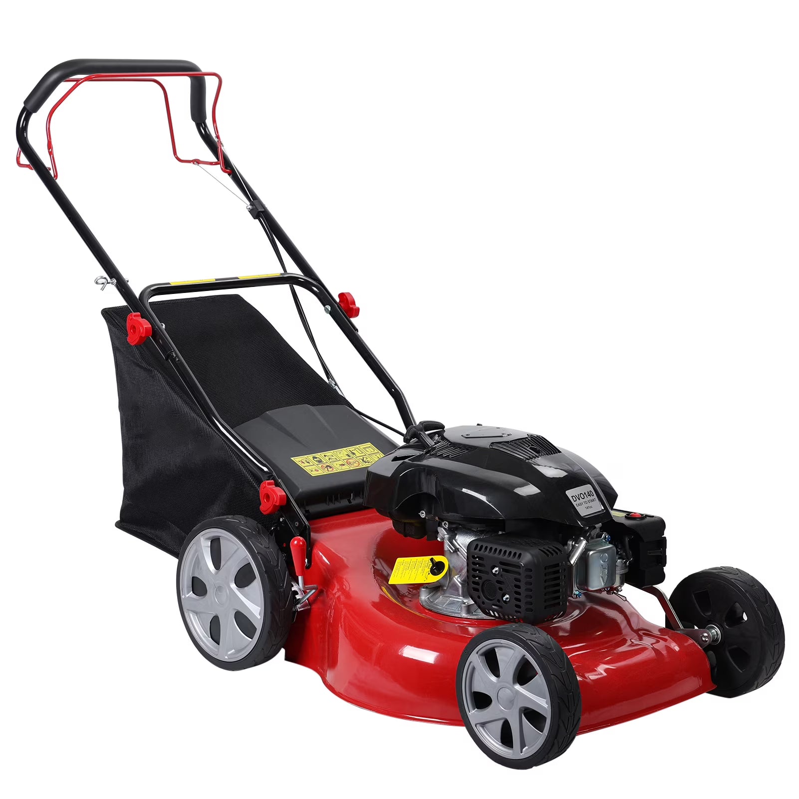 Lawn Mower, Self Propelled Lawn Mower, 141cc Gas Engine Lawn Mower, Push Lawn Mower with 50L Grass Tank, Big Wheels(Red)