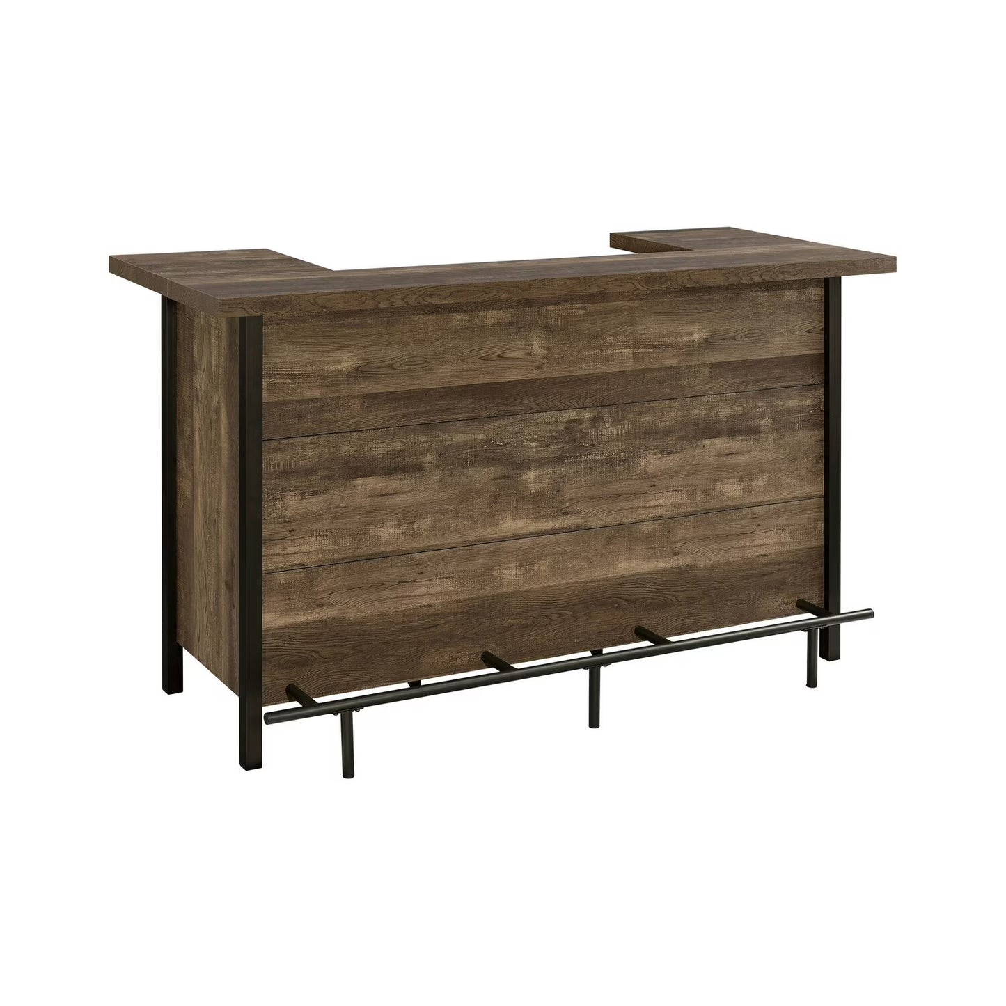71 Inch Rectangular Home Bar Serving Unit Storage Shelves 2 Tiers Brown(Brown)