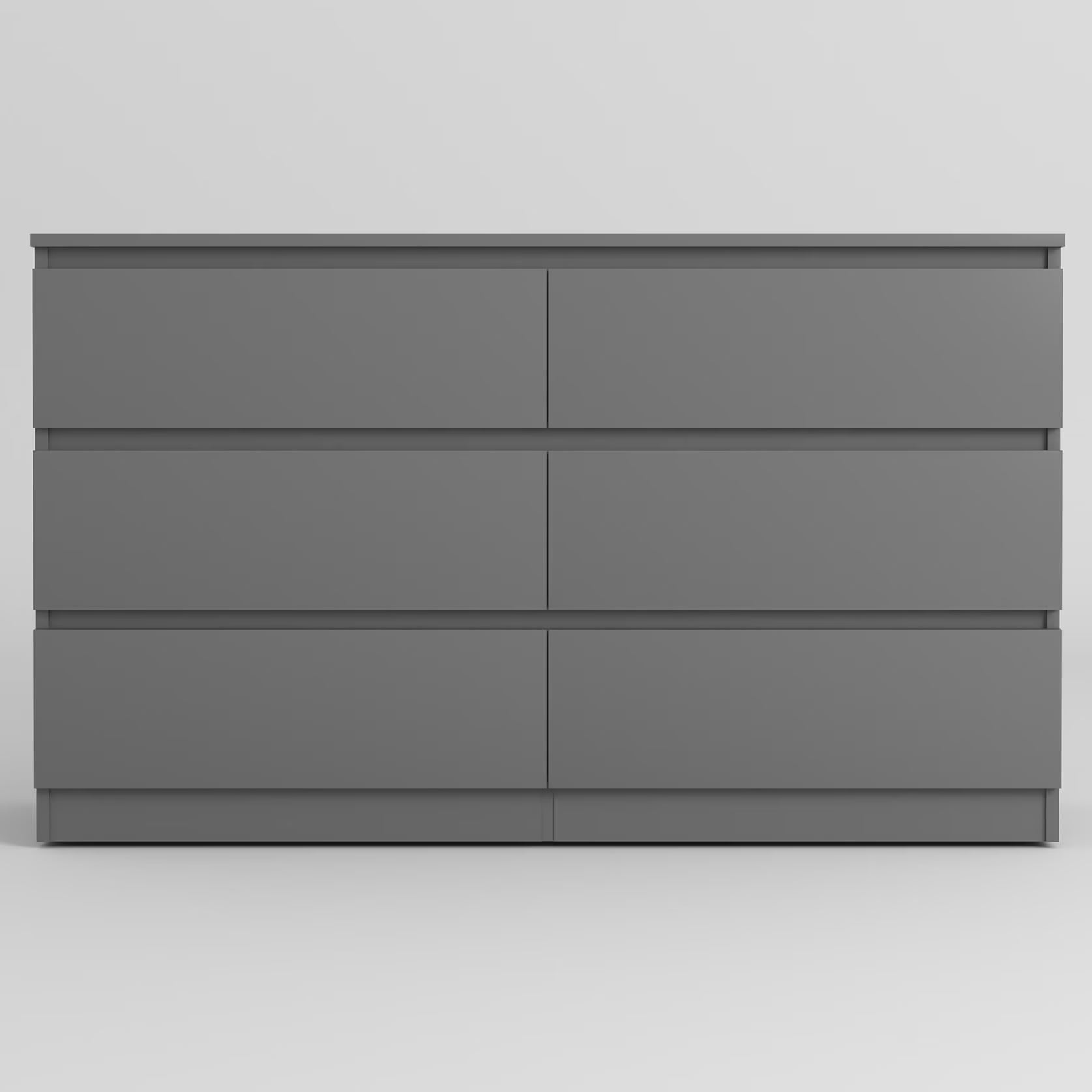 Resenkos Modern Mid Century 6 Drawer Wide Dressers Chests for Bedroom, Chest of Drawer Organizer Grey(6 drawers-Grey)