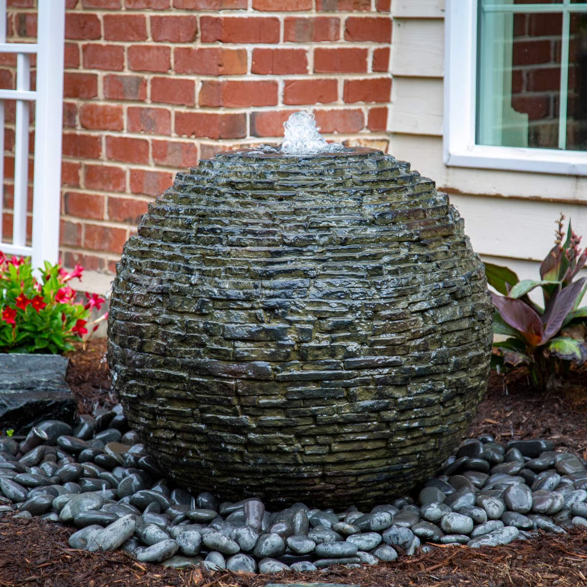 Aquascape 78288 Fiber-resin Stacked Slate Sphere Fountain, Multicolor(1 in/1 in/1 in)