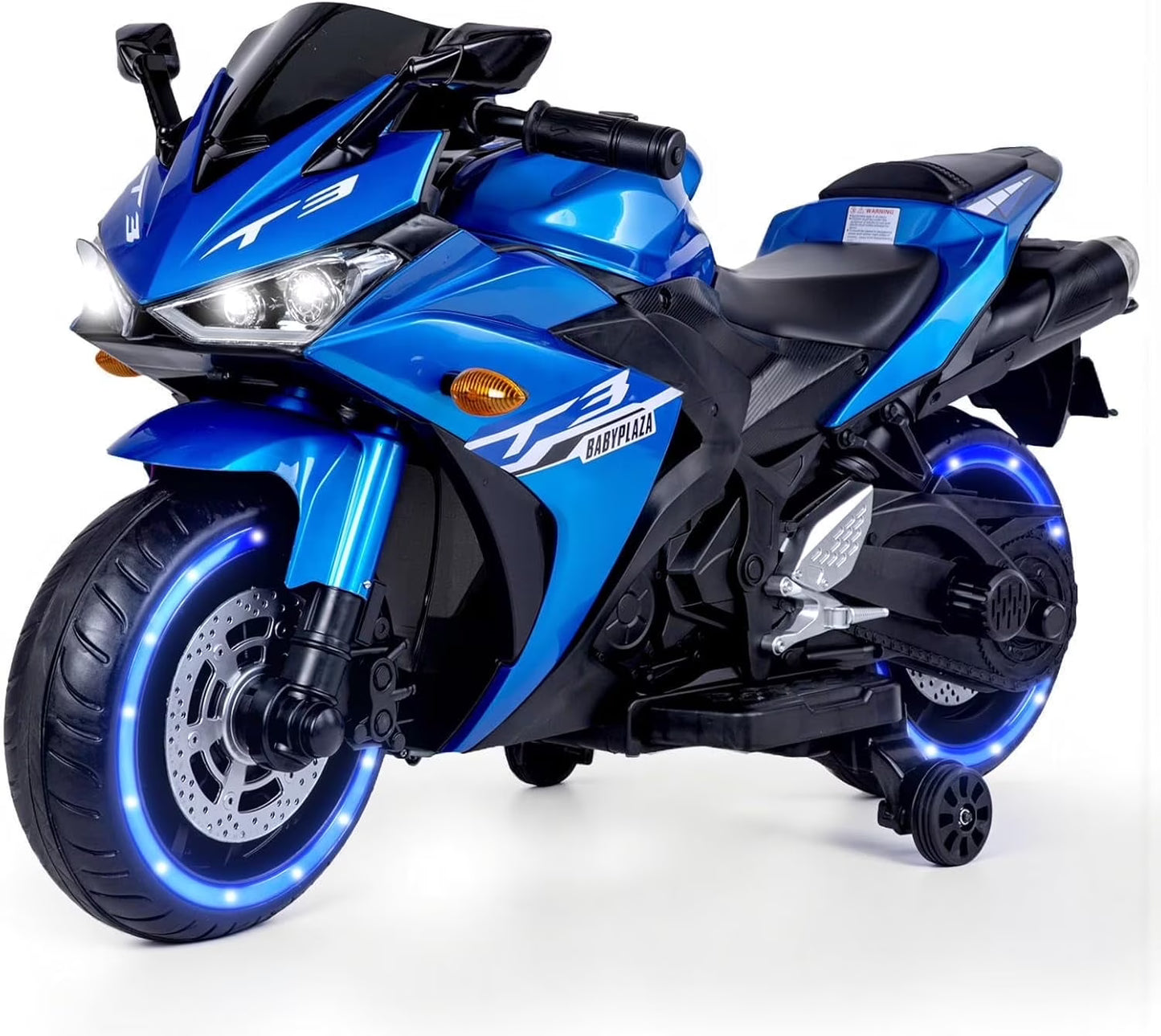 2 Seats Electric Dirt Bike Motorcycle for Kid 3-8, 12V Kids Motorcycle with Manual Throttle, Lighting Wheels, Music Function, Max Load 99LB (Blue)(Blue)