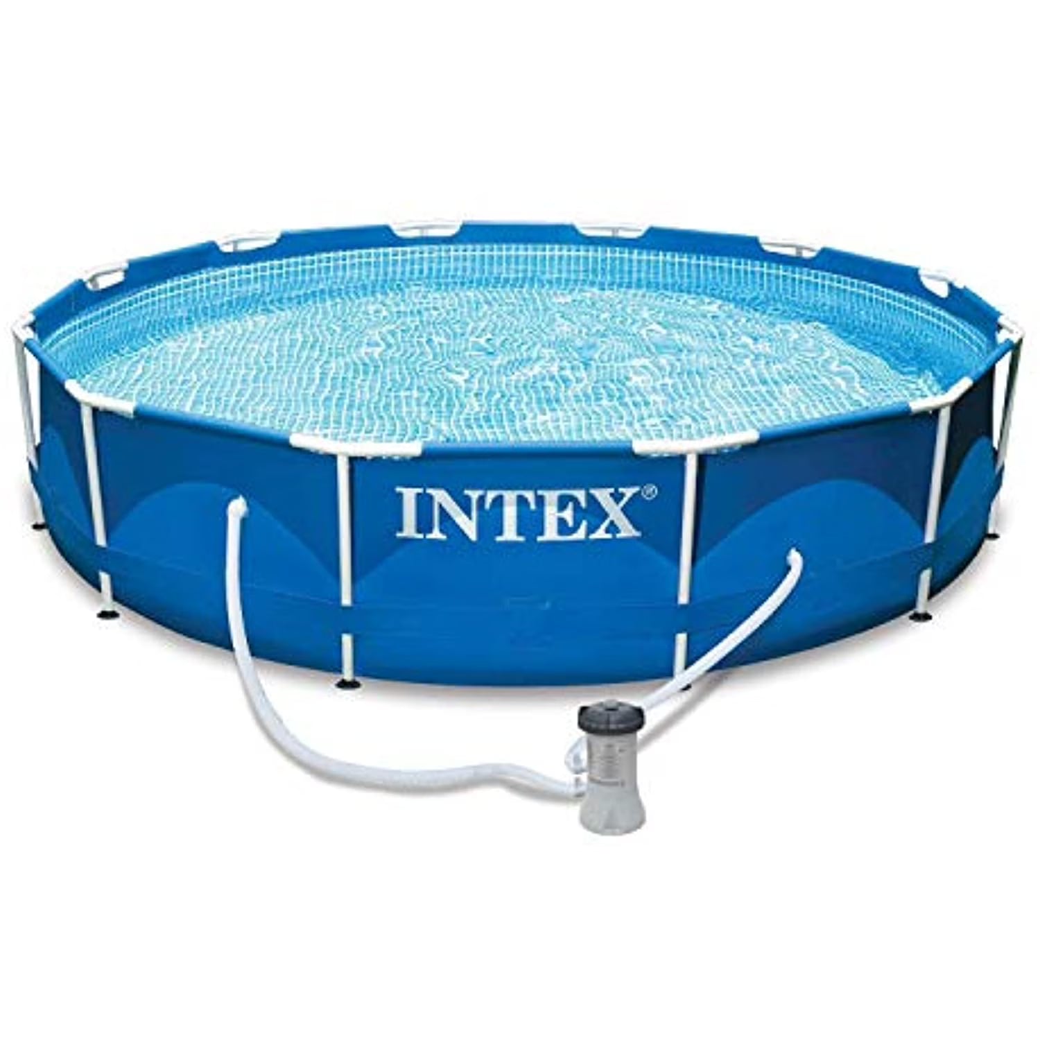 Intex 12 Ft x 30 Inches Metal Frame Set Above Ground Swimming Pool with Filter  Cover(Pool + Filter + Cover)