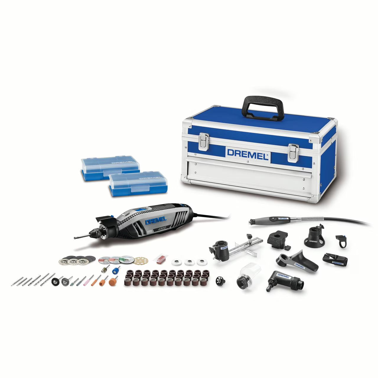 Dremel 4300-9/64 Platinum Edition Corded Rotary Tool, Variable Speed with 9 Dremel Tool Attachments, 64 Accessories, Storage Organizers  Dremel Tool Case, 1.8A/120V