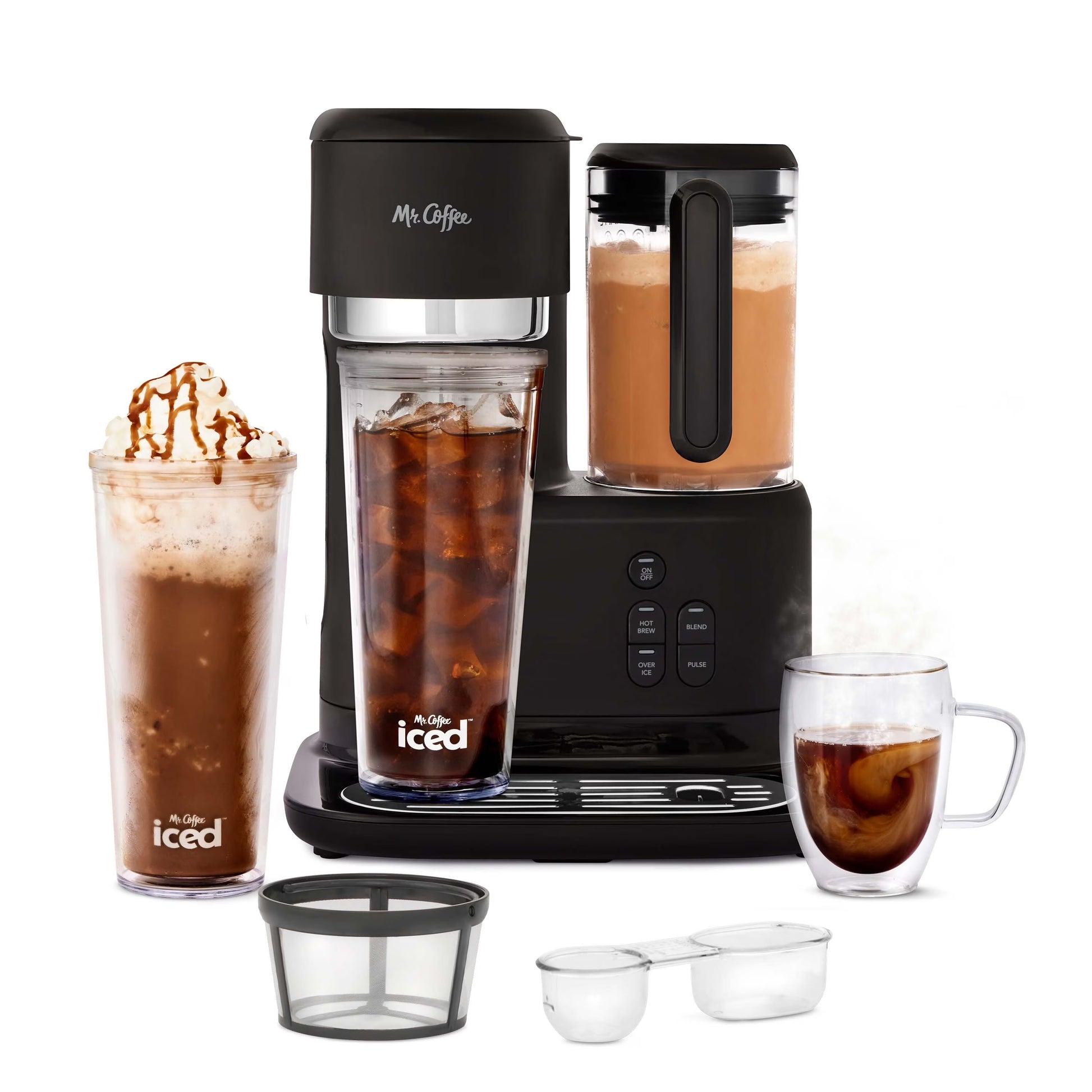 Mr. Coffee? Single-Serve Frappe?, Iced, and Hot Coffee Maker and Blender, Black with 2 To-Go Tumblers, Reusable Coffee Filter(NoSize)