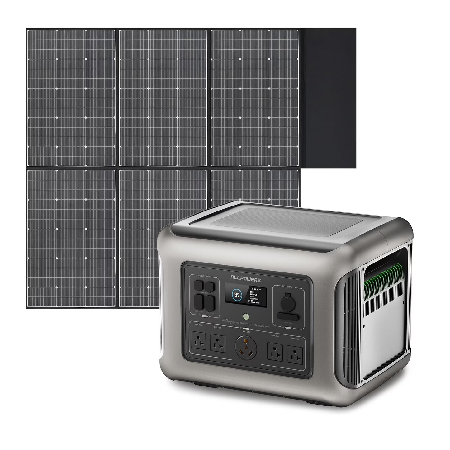 ALLPOWERS R2500 Portable Solar Generator Kit, 600W Monocrystalline Foldable Solar Panel with 2500Watt 2016Wh LiFePO4 Power Station, for Camping, Home Backup, RV, Power Outage, [Shipping Separately](R2500+1pcs 600W Monocrystalline Solar Panel)