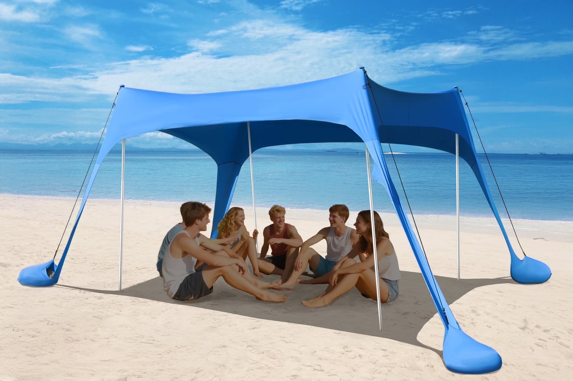 Easierhike 10'x10' Beach Tent Sun Shelter, UPF 50+ Windproof Beach Canopy for 8-10 People, Portable with Carry Bag, Easy Setup for Outdoor, Royal Blue(Integral/Royal Blue)