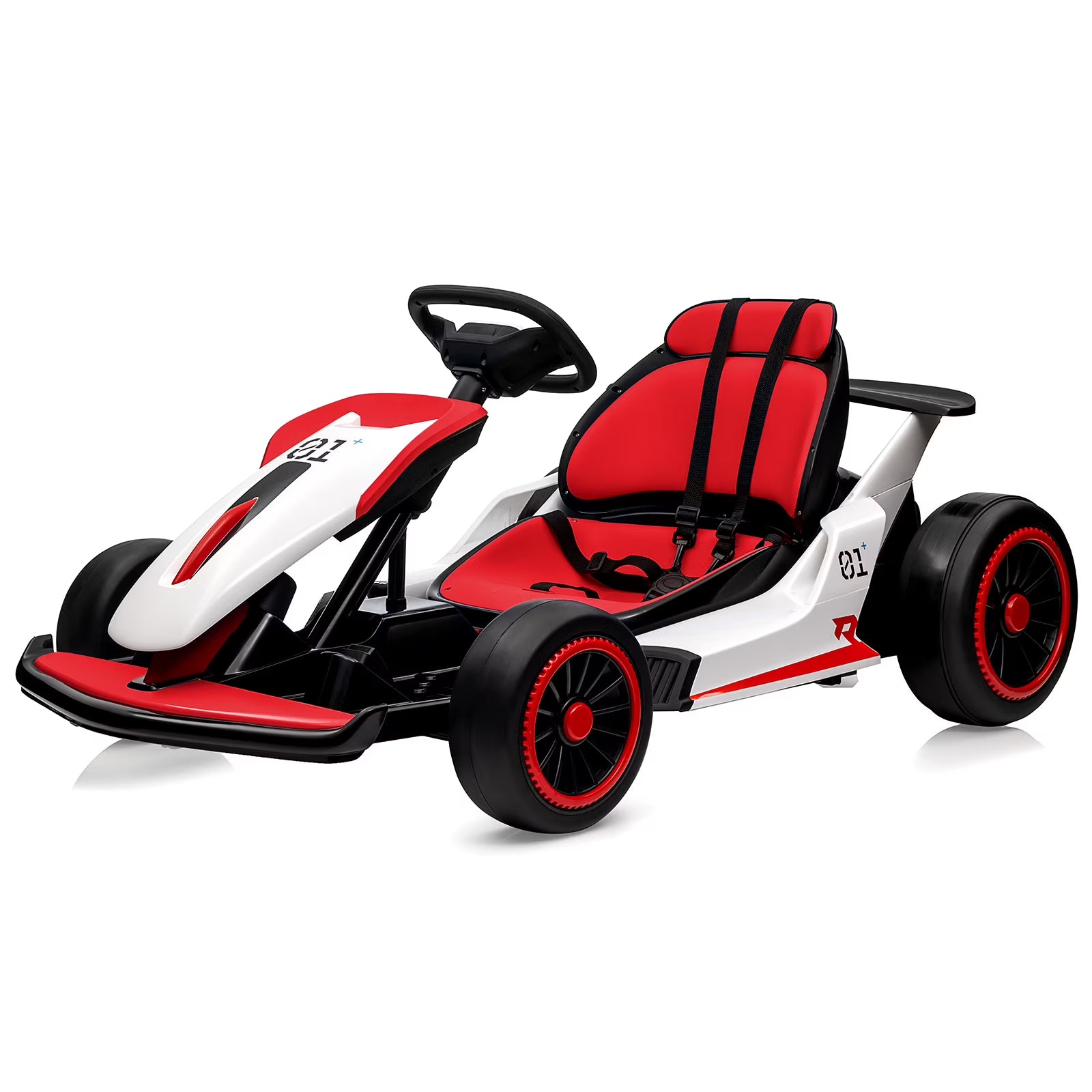 24V  Drift Kart with 2X150W Strong Motor, 7AH Big Battery, Electric Pedals, Electric Go Kart Outdoor Race Toy(49.2" x 29.5" x 21.6"/Red)