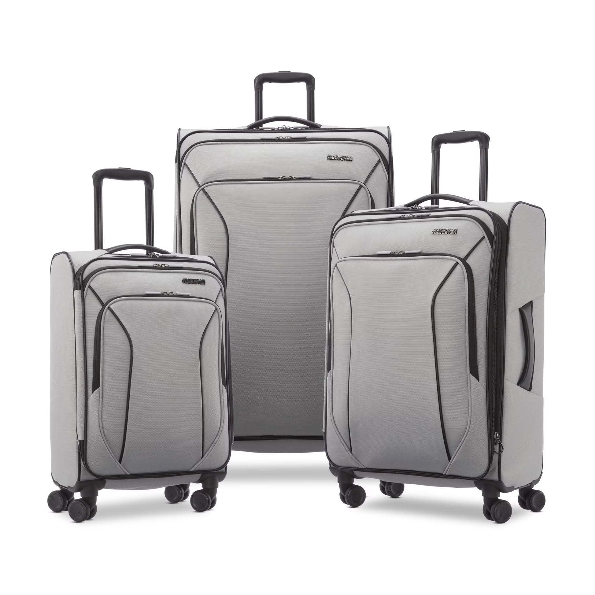 American Tourister X-Lite 3-Piece Luggage Set with Spinner Wheels - Light Grey(Light Grey)