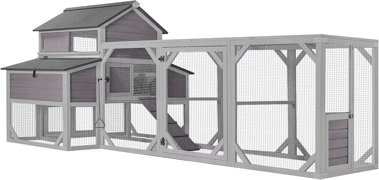 Aivituvin Chicken Coop Extra Large Chicken House Outdoor Poultry Cage for 8-10 Chickens(118.1" x 53.5" x 49.5")