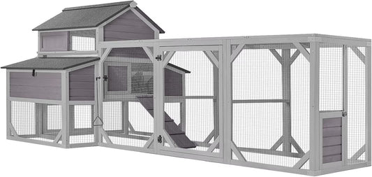 Aivituvin Chicken Coop Extra Large Chicken House Outdoor Poultry Cage for 8-10 Chickens(118.1" x 53.5" x 49.5")