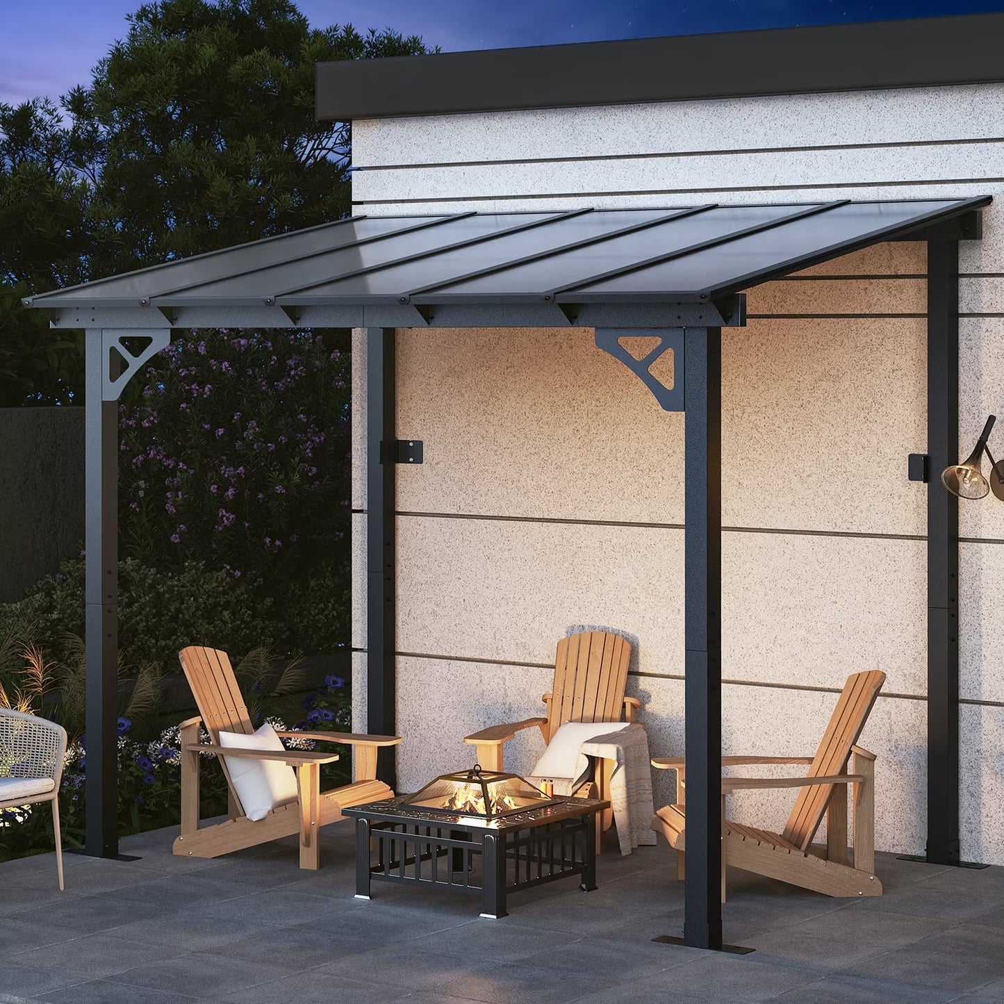 Aoxun 8' x 5' Gazebo for Patio, Gazebo Pergola with Sloped Roof, Grill Gazebo Large Wall-Mounted Heavy Duty Awnings, for Backyard, Deck, Patio(8 x 5)