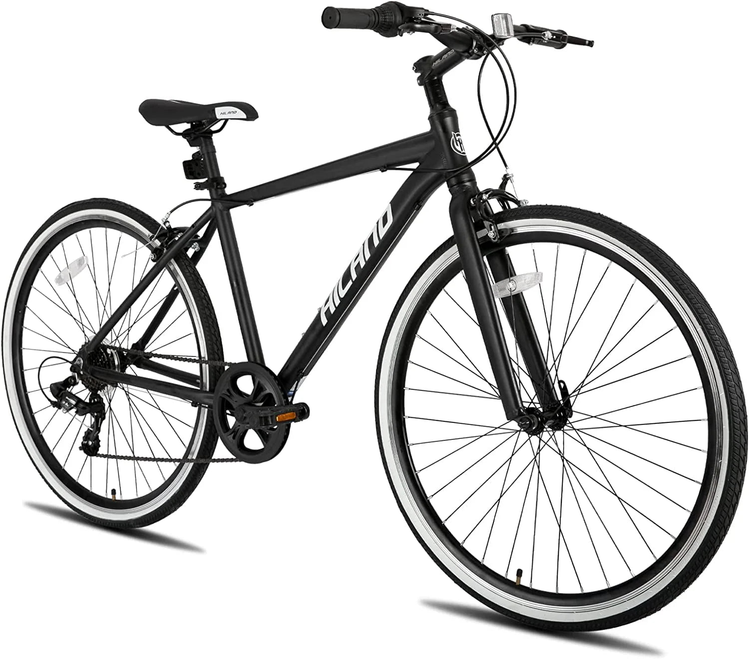 Hiland Hybrid Bike, Shimano Drivetrain 7 Speeds, 700C Wheels for Men Women Ladies Commuter Bike City Bike