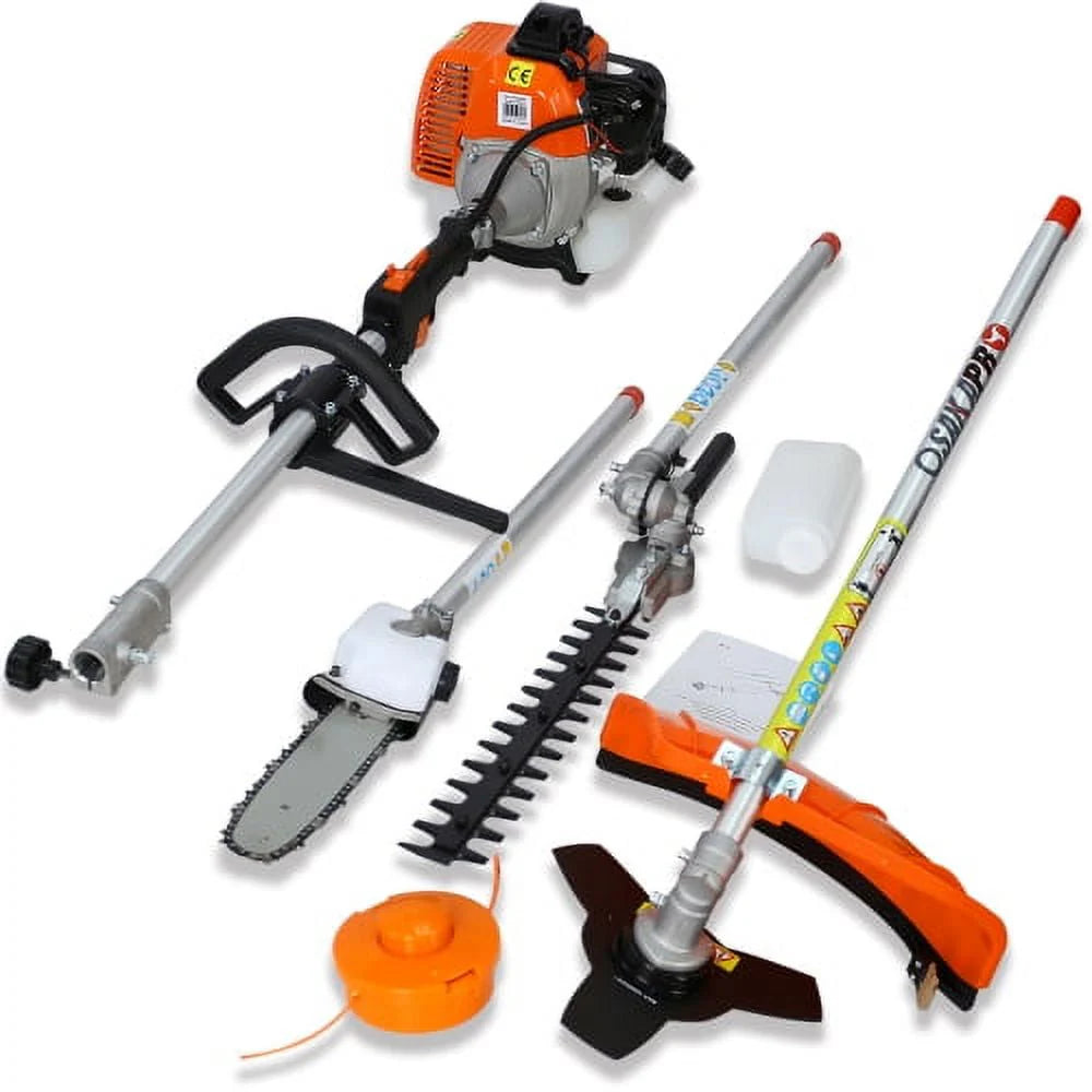 Multi-Functional Trimming Tool, 52CC 2-Cycle Garden Tool System with Gas Pole Saw, Hedge Trimmer, Grass Trimmer, Brush Cutter EPA Compliant Garden Combo for Lawn Care(Other)