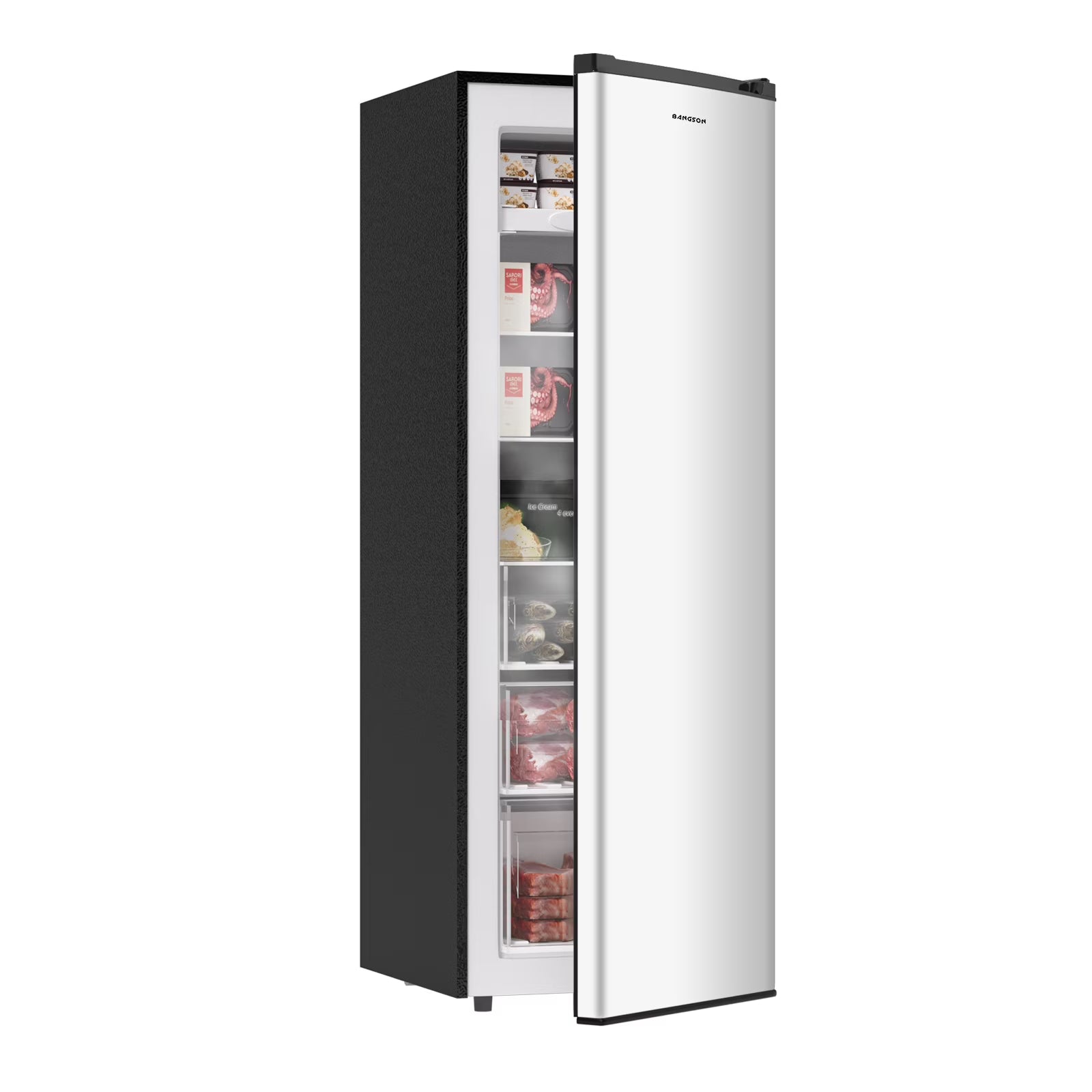 BANGSON Upright Freezer, 7.0 Cu.ft Freestanding Freezer, Convertible Upright Freezer/Refrigerator, Single Door for Kitchen, Office, Apartment, Silver(silver)