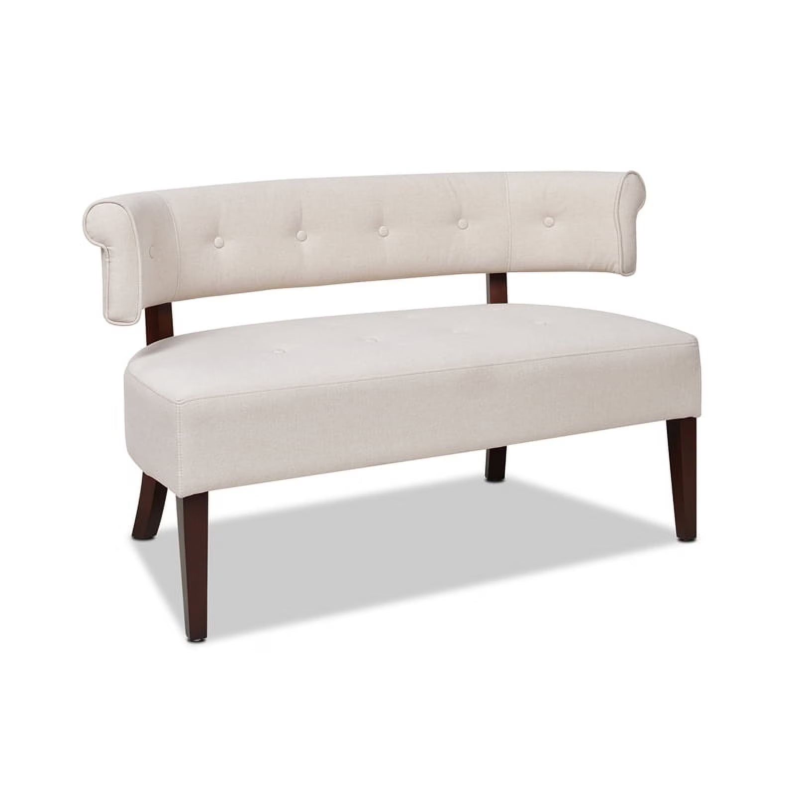 Jennifer Taylor Home Jared Roll Arm Tufted Polyester Fabric Bench, Sky Neutral Beige(Cream)