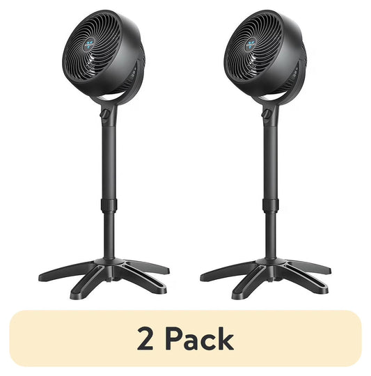 (2 pack) Vornado 683 Medium Pedestal Whole Room Air Circulator Fan, 3 Speed Control, Adjustable Standing Height, 32 to 38 Inches, Black(2 Pack)