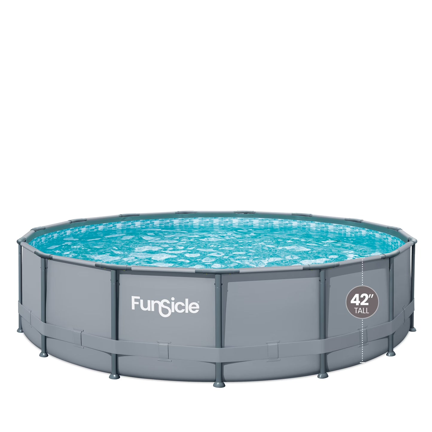 Funsicle 15ft Oasis Round Above Ground Metal Frame Swimming Pool, Includes SkimmerPlus Pump, Age 6  up(Pool Only)