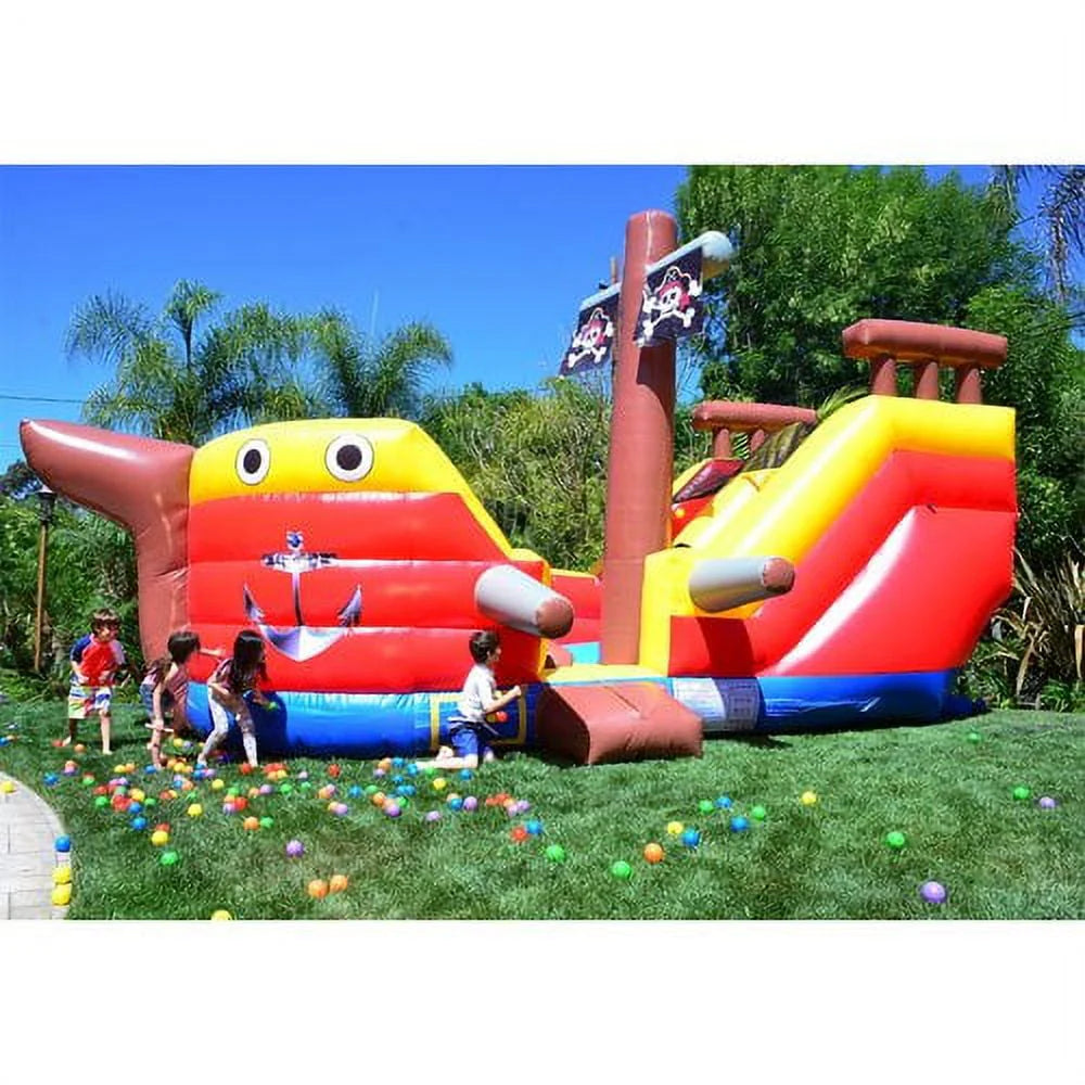 JumpOrange Pirate Ship Commercial Grade Bounce House Water Slide for Kids and Adults (with Blower)