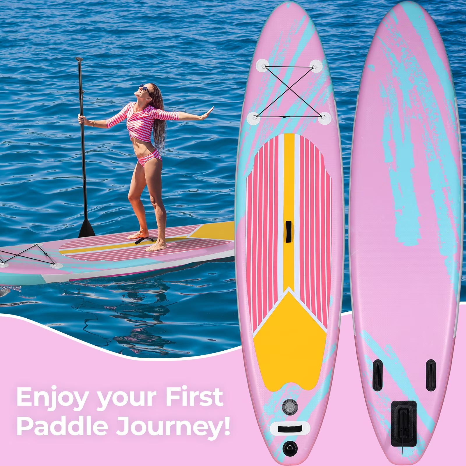LAZY BUDDY 10ft Inflatable Stand Up Paddle Board with Premium SUP Accessories, Non-Slip EVA Deck, for Adults  Youth of All Skill Levels