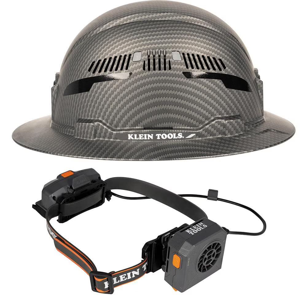 Klein Tools Karbn Hard Hat, Gray And Silver And Turbo Fan Set