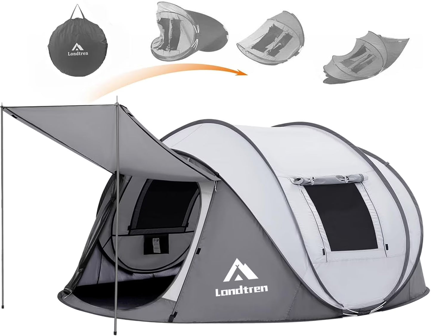 4 Person Easy Pop Up Tent Waterproof Automatic Setup 2 Doors-Instant Family Tents for Camping Hiking  Traveling