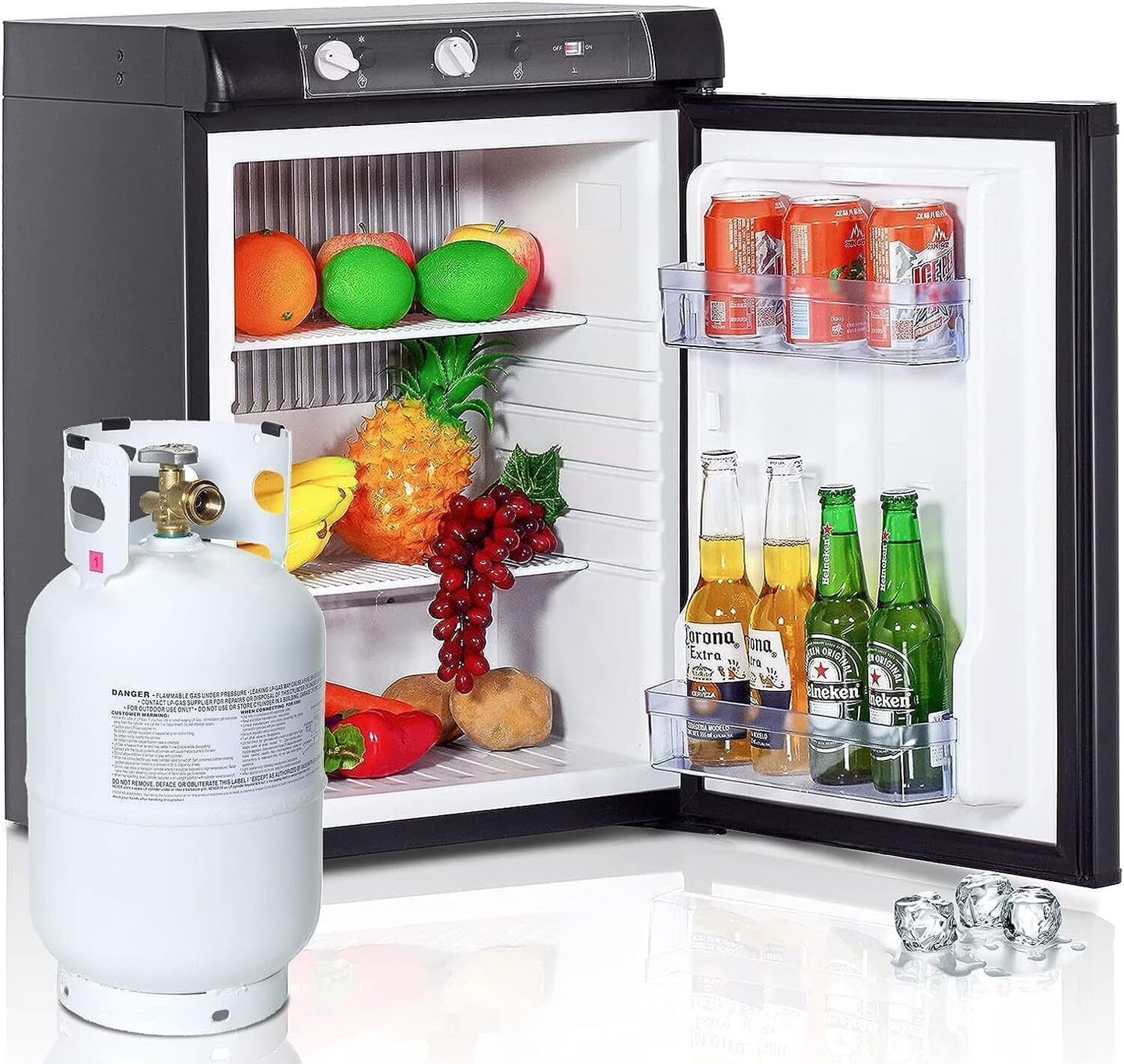Smad 3 Way Caravan Propane Fridge 110V/12V/LPG Gas Refrigerator for RV Campervan 2.1 Cu ft(2.1 cu ft)