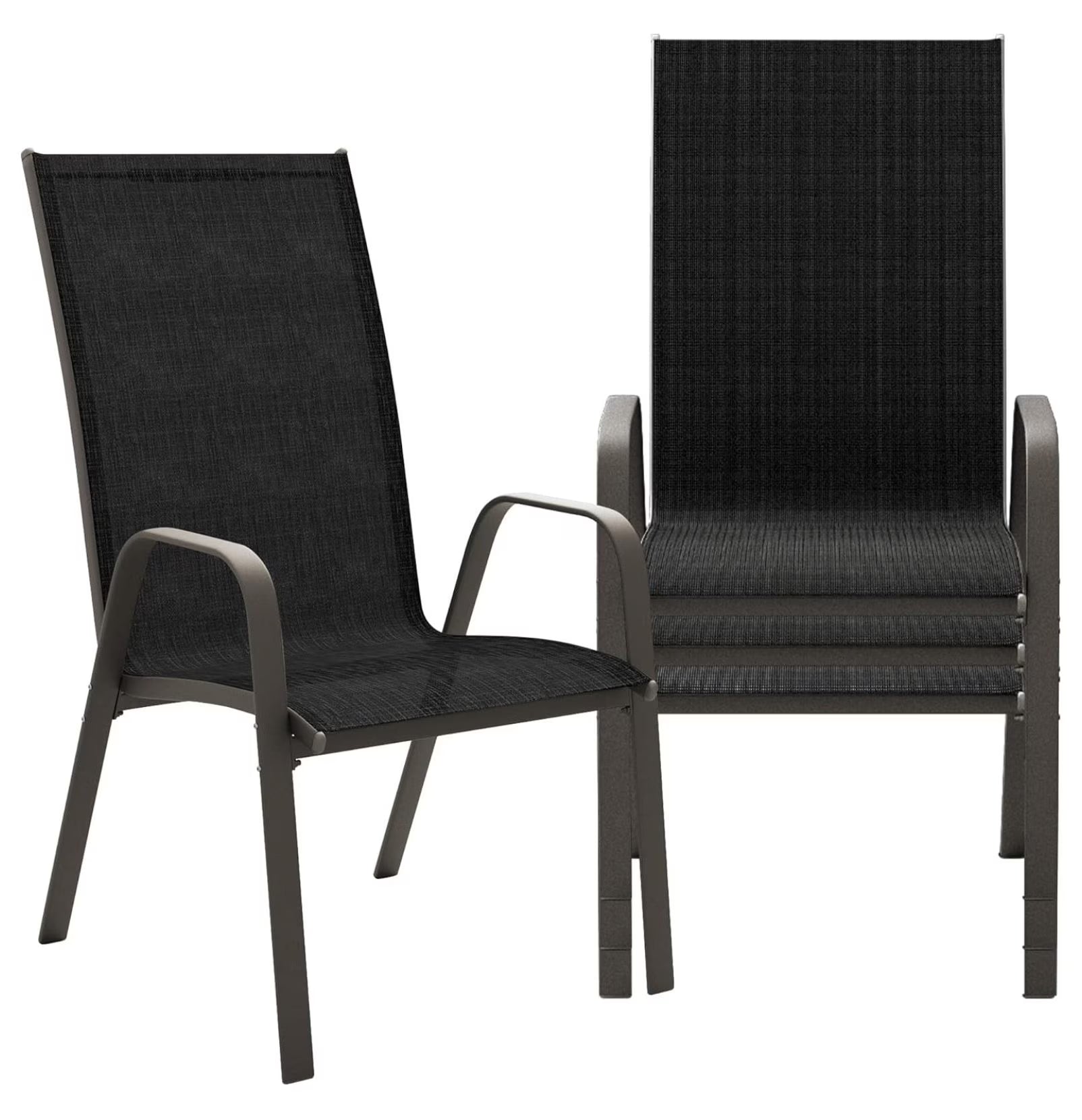 Patio Dining Chairs Set of 4, Outdoor Stackable Dining Furniture Set, All Weather Dining Set for Lawn, Garden, Backyard, Poolside, Black(4 Chairs/Black)