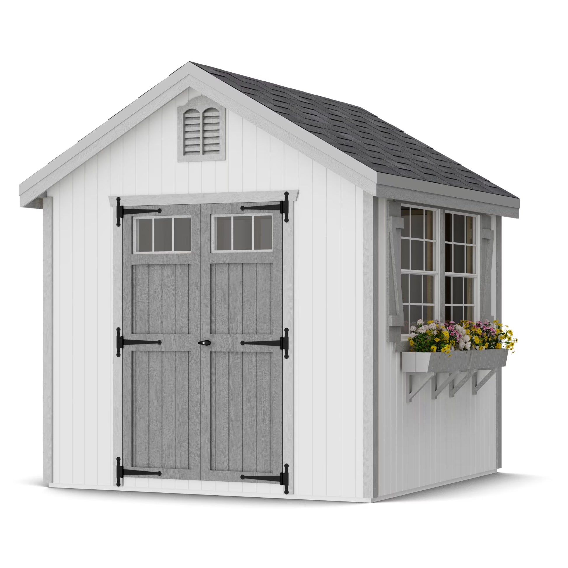 Little Cottage Co. 8x8 Colonial Williamsburg Shed with Operable Windows, Outdoor Wood Storage Do-It-Yourself Precut Kit(8 x 8/Without Floor)