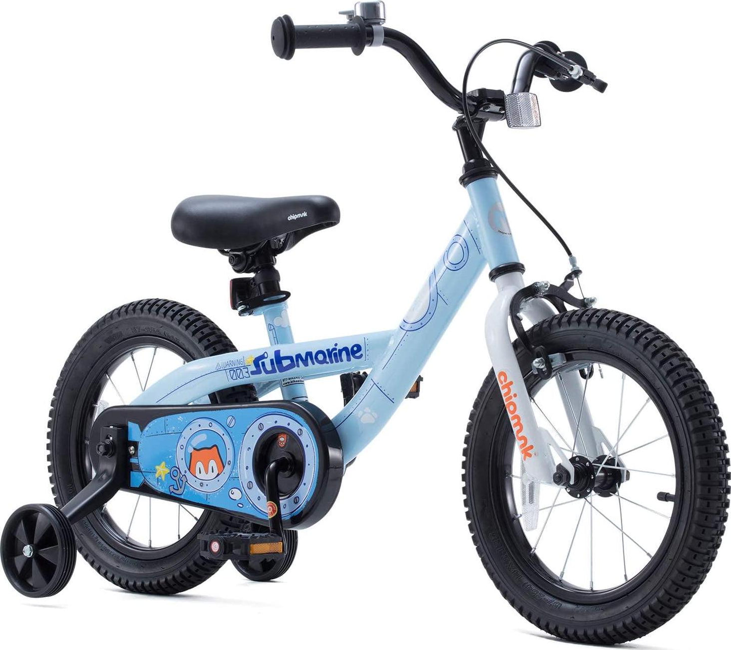 Royalbaby Chipmunk Boys. Girls and Kid-s Submarine Steel 14 In. Bike Training Wheels. Blue