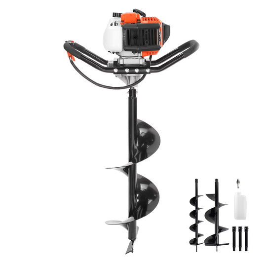 BENTISM Post Hole Digger 52cc Gas Powered Earth Digger 2 Auger Drill Bit 6"  10"(52CC)