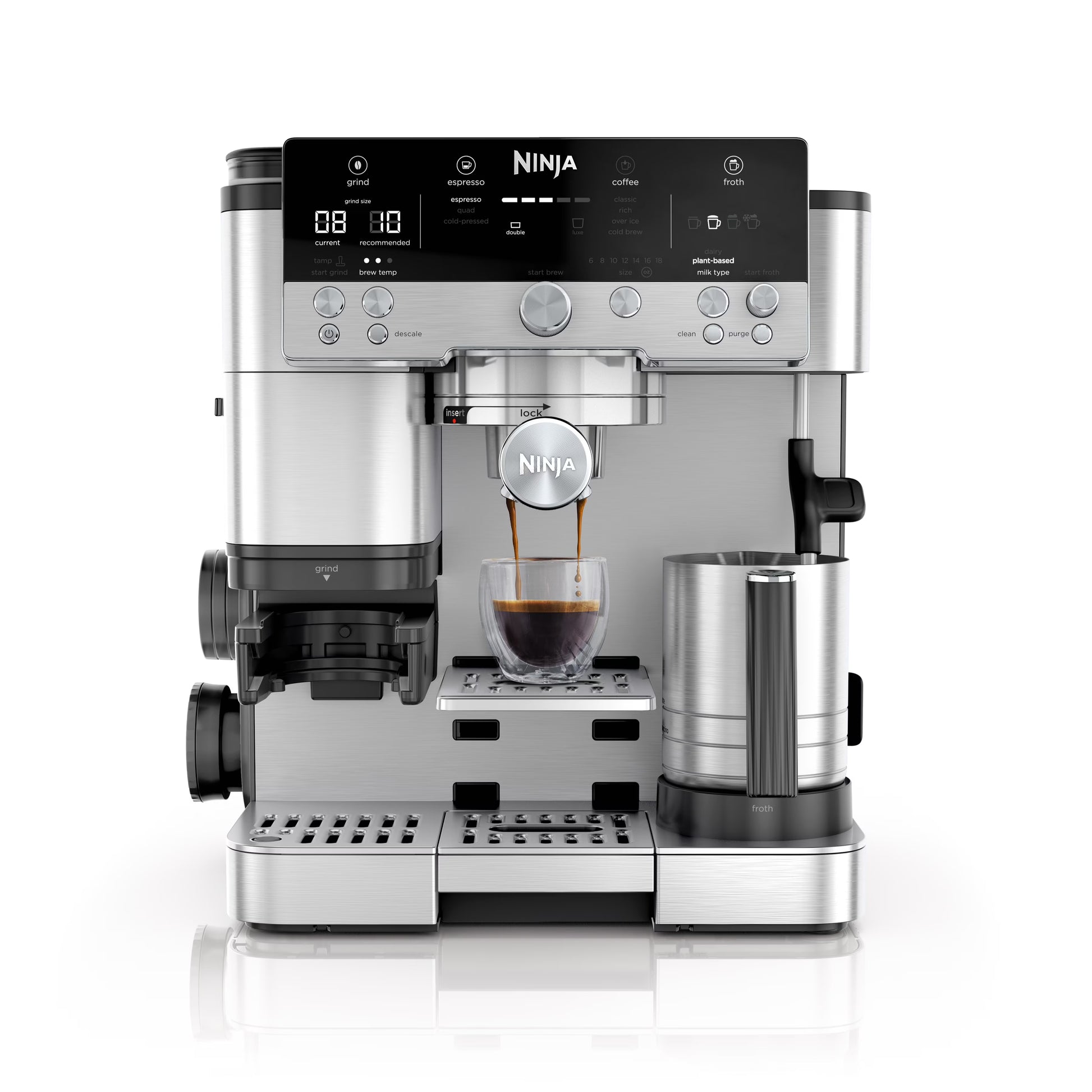 Ninja Luxe Cafe Premier Series, Stainless Steel Espresso Machine and Drip Coffee Maker with integrated Coffee Grinder and Milk Frother, ES601(Machine Only)
