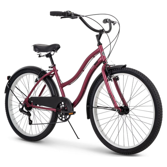 26" Huffy Lockland Cruiser Bike, 7-Speeds, Padded Saddle, Pink, Ages 12+
