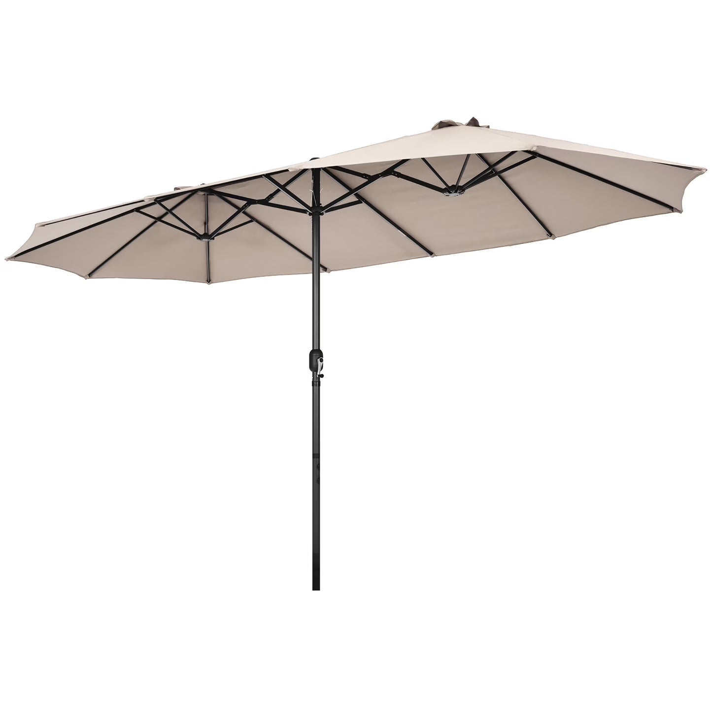 Costway 15ft Beige Patio Double-Sided Umbrella, Crank Lift(Beige)