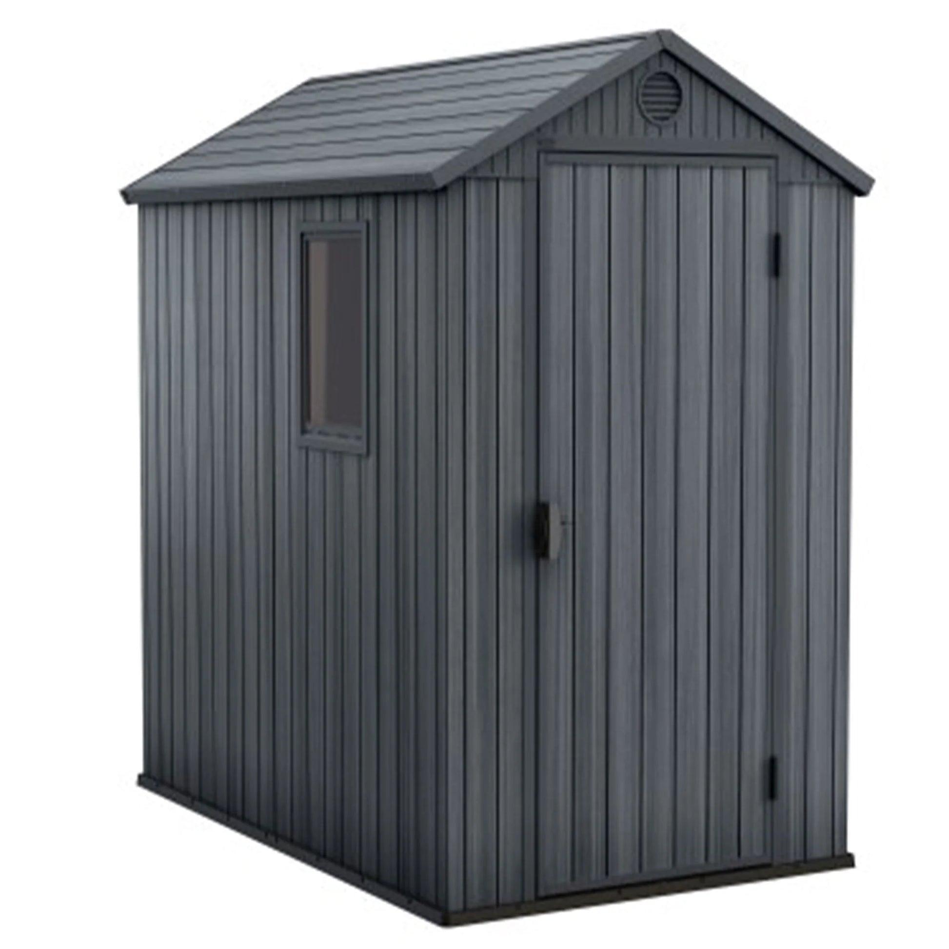 Keter Darwin 4' x 6' Outdoor Garden Tool Storage Shed w/ Window, Graphite(4' x 6')