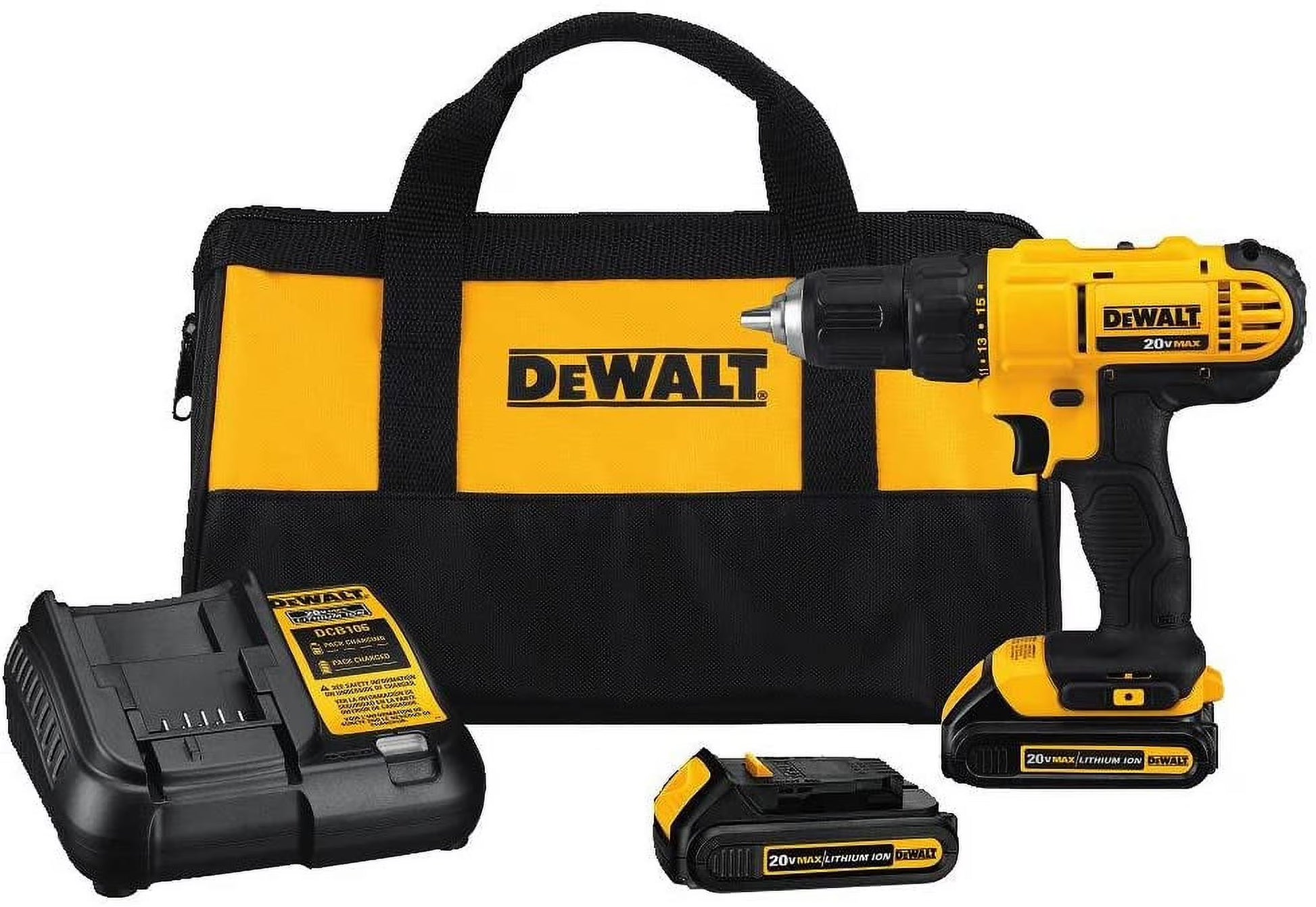 DEWALT 20V Max Cordless Drill/Driver Kit, Compact, 1/2-Inch (DCD771C2), Yellow(Yellow)
