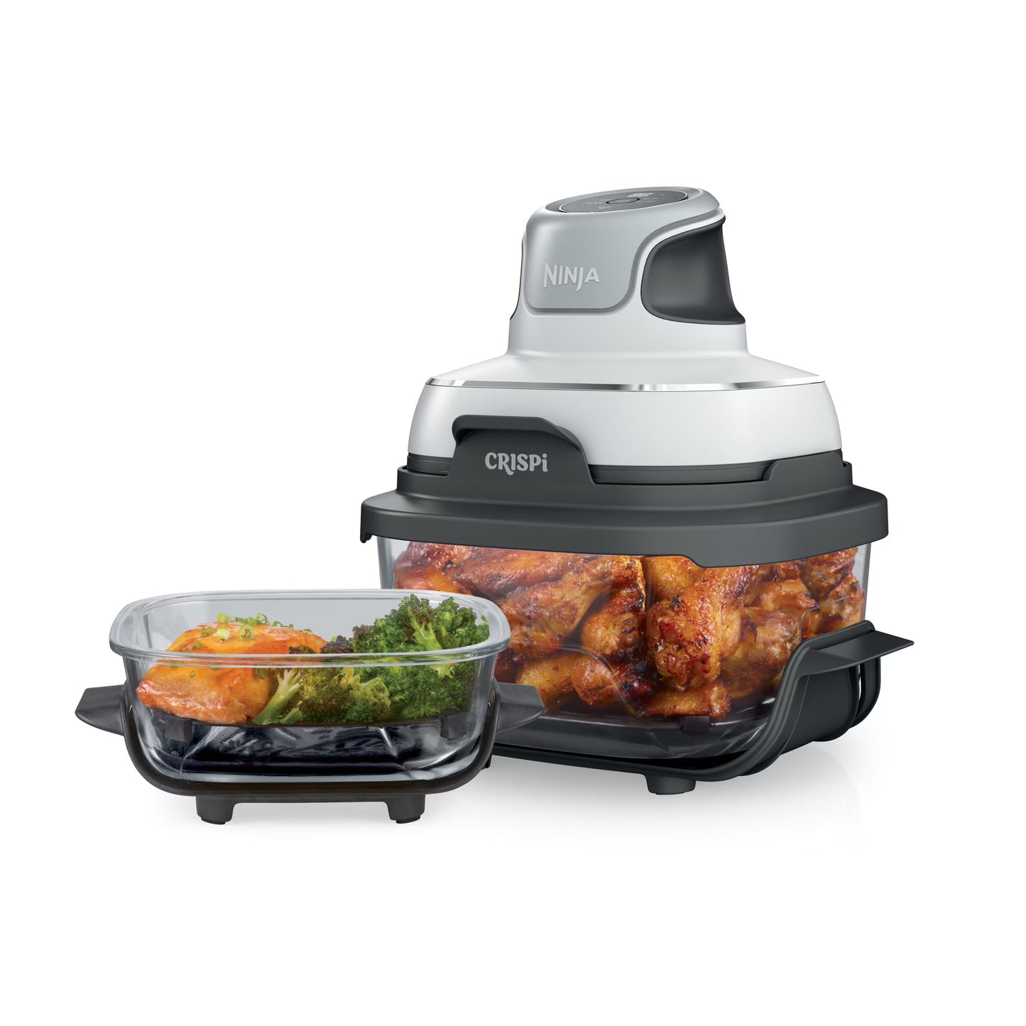 Ninja Crispi 3-in-1 Portable Glass Air Fryer Cooking System, 1500W, 4-Qt  5-Cup TempWare Glass Containers with Storage Lids, Microwave, Freezer  Dishwasher Safe, White, FN100WH(White)