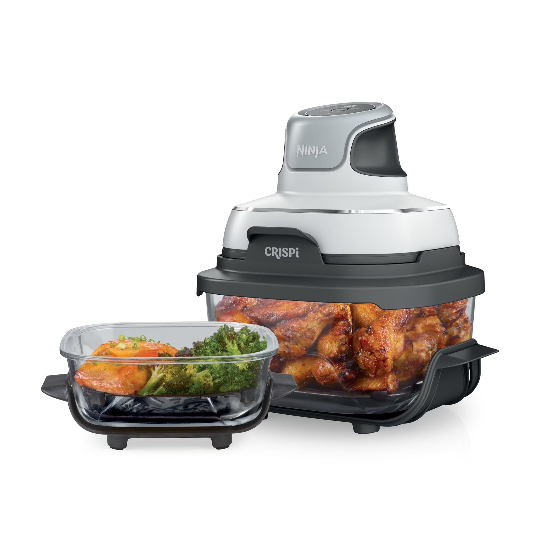 Ninja Crispi 3-in-1 Portable Glass Air Fryer Cooking System, 1500W, 4-Qt  5-Cup TempWare Glass Containers with Storage Lids, Microwave, Freezer  Dishwasher Safe, White, FN100WH(White)