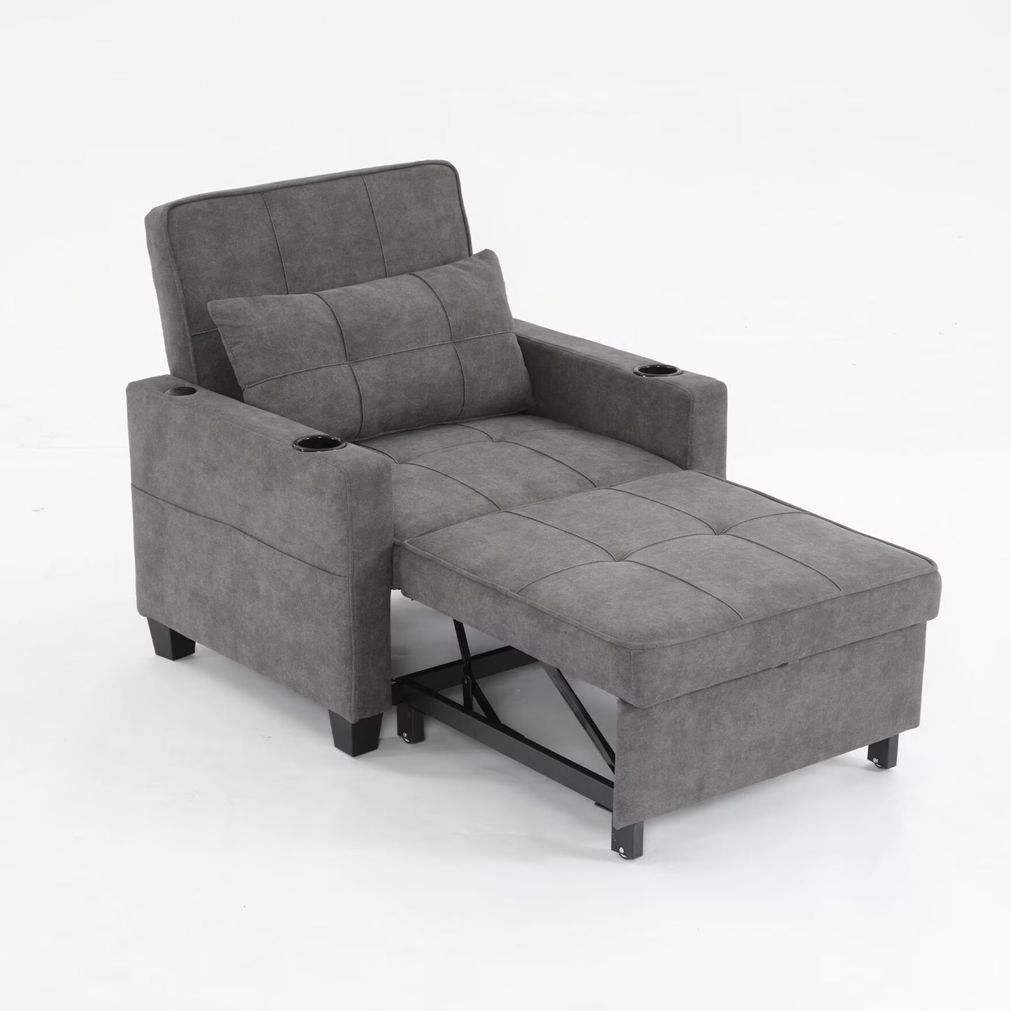 Convertible Futon Sofa Bed, 3-in-1 Multi-Functional Sleeper Chair Bed with USB Ports, Adjustable Backrest Recliner,for Living Room Bedroom Small Space, Tech Cloth, Dark Grey(Tech cloth/Dark Grey)