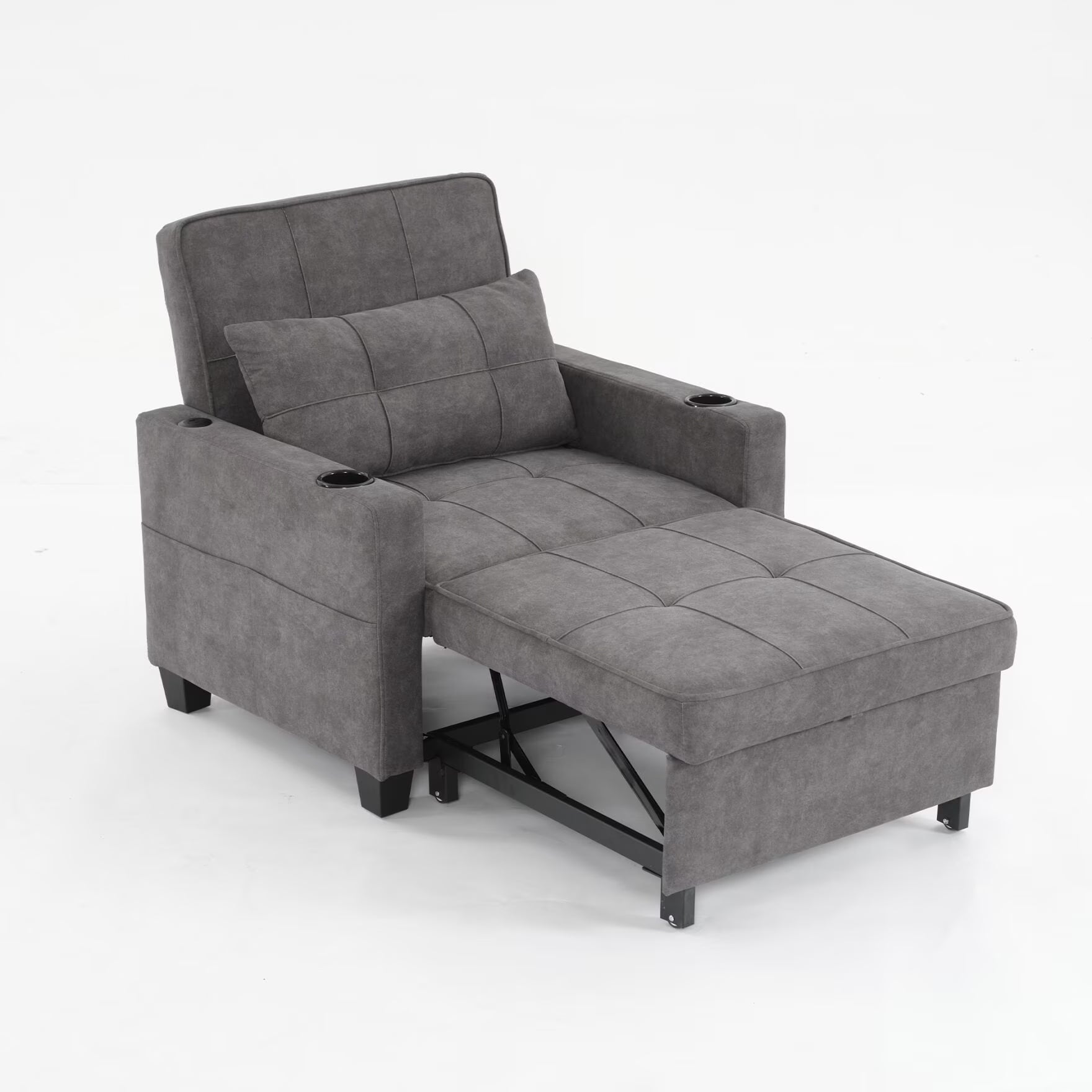 Convertible Futon Sofa Bed, 3-in-1 Multi-Functional Sleeper Chair Bed with USB Ports, Adjustable Backrest Recliner,for Living Room Bedroom Small Space, Tech Cloth, Dark Grey(Tech cloth/Dark Grey)