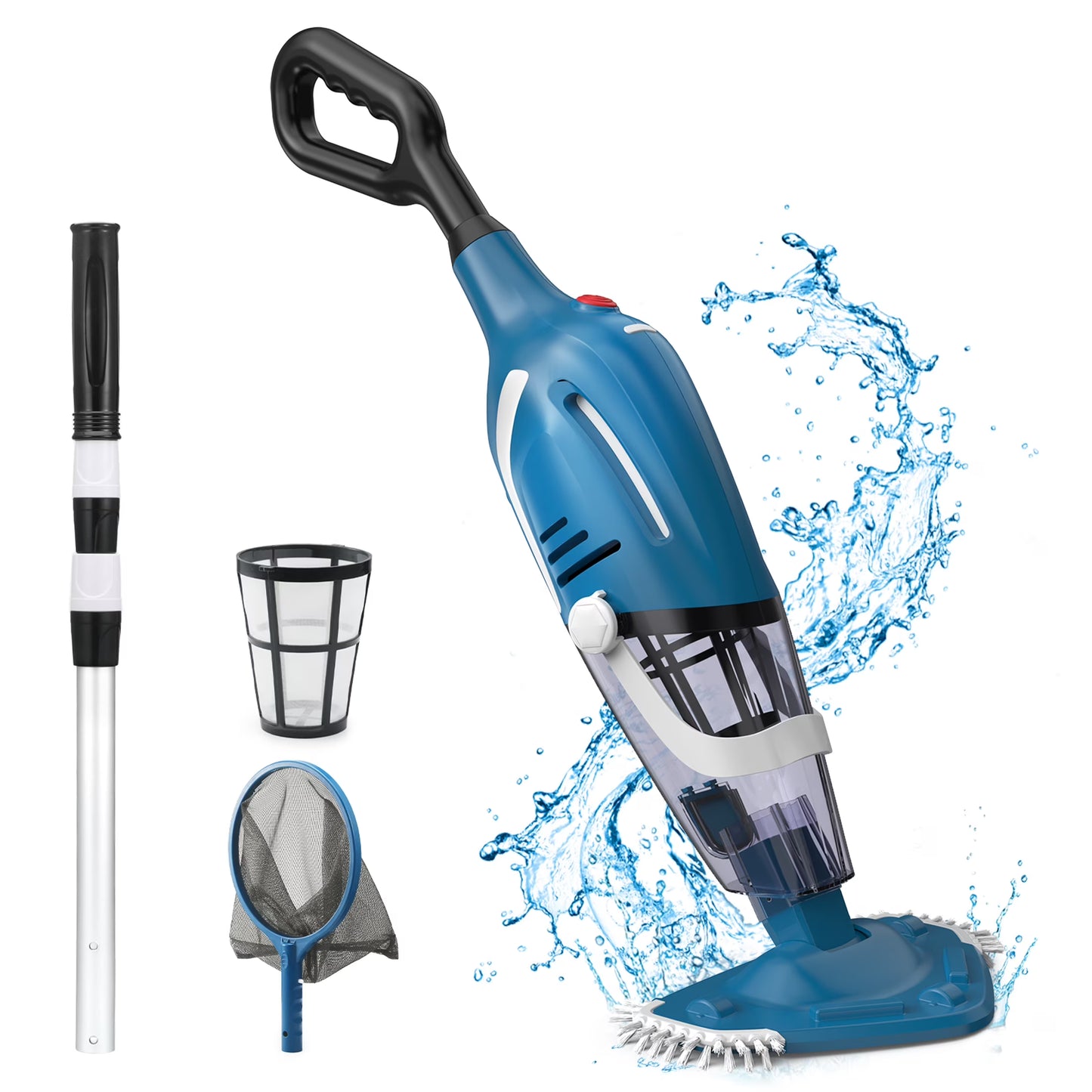 Cordless Pool Vacuum Cleaner, Handheld Pool Vacuum with 80-Minute Runtime for Above  In-Ground Pools, Spas and Hot Tubs, Strong Suction Power, Fast Charging