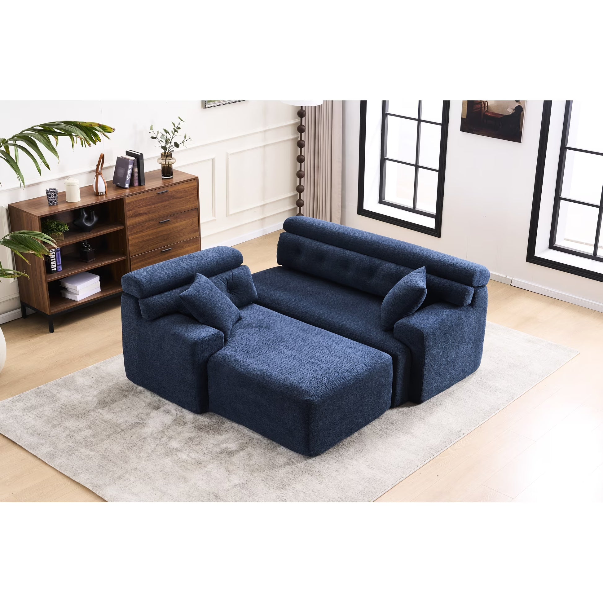 4 Compression , Antique Blue - Home Decor With Wider , Deep Seat  Elevated For Chic Living Couch Room Furniture Deeper Back Relax(Antique Blue)
