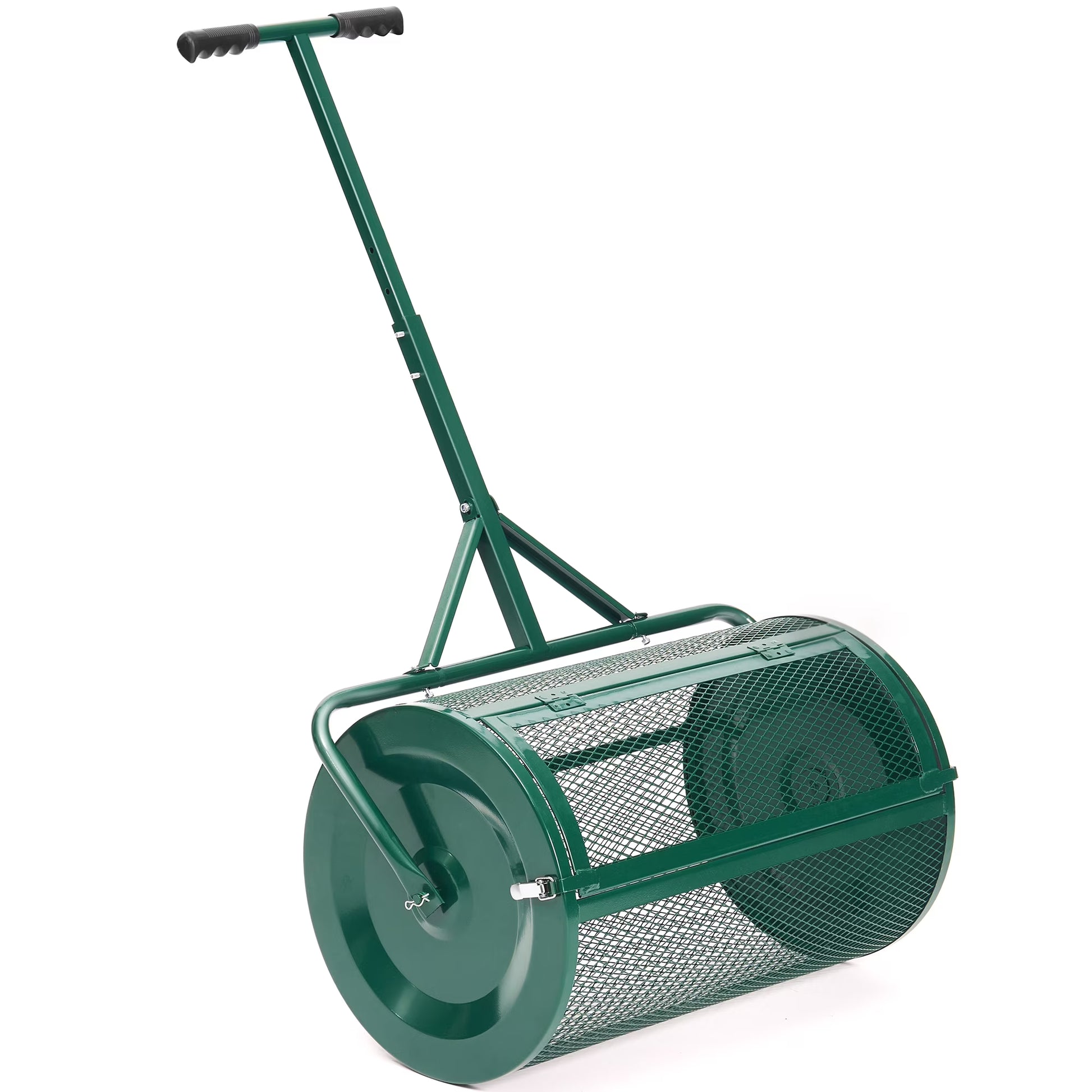 MUCHANT 24" Compost Spreader, Heavy-Duty Metal Mesh Spreader with Adjustable Handle for Lawn, Green(Green)