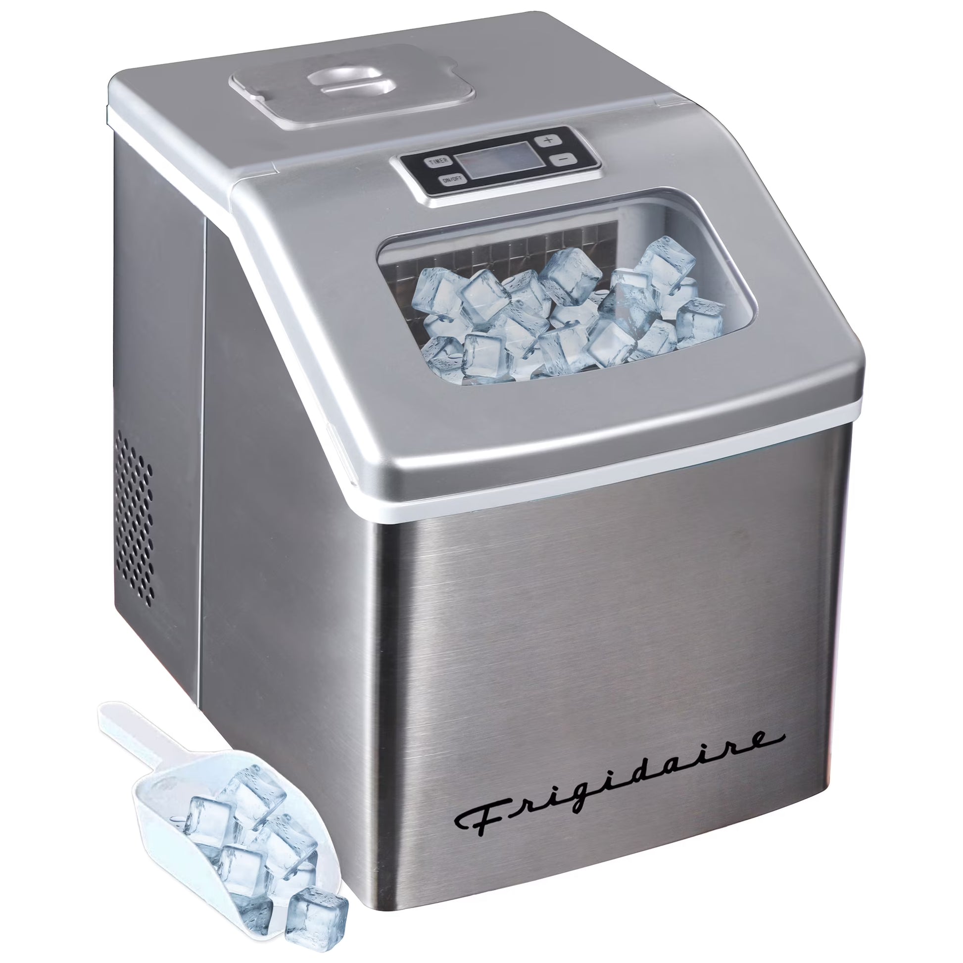 Frigidaire 40lbs. Countertop Clear Square Ice Maker - Stainless Steel(Stainless Steel)