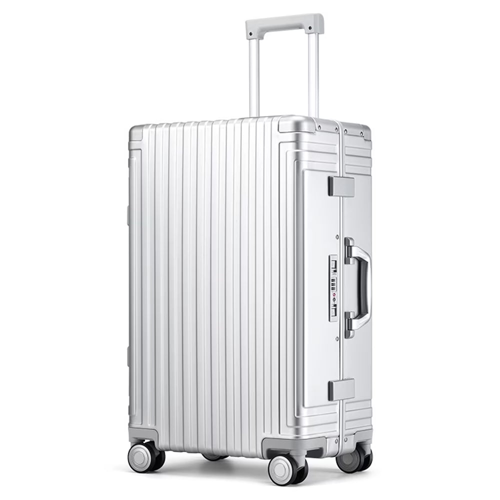 All Aluminum Hardshell Luggage, Airline Approved Zipperless Hardside Carry on Suitcase with Spinner Wheels, Checked Aluminium Luggage Metal Rolling Luggage Case for Travel, Business(Silver/20 inch)