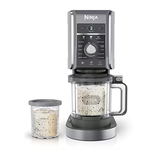 Ninja CREAMi Deluxe Ice Cream  Frozen Treat Maker for Ice Cream, Sorbet, Milkshakes, Frozen Yogurt,  More, 11-in-1, XL Capacity, Silver, Includes (2) Family-Sized 24 oz. Tubs, NC501