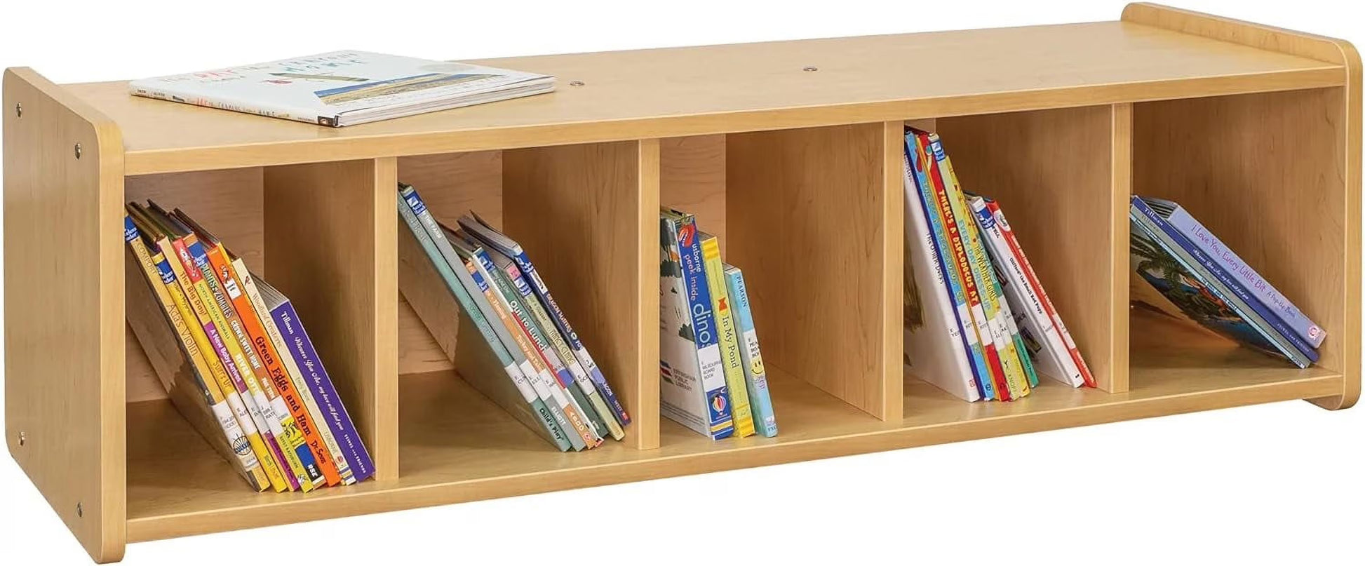 Tot Mate Children's Book Bench Cubby Storage for Classroom, 46" Wide, 5 Cubbies, Wooden, Maple, RTA(Maple)