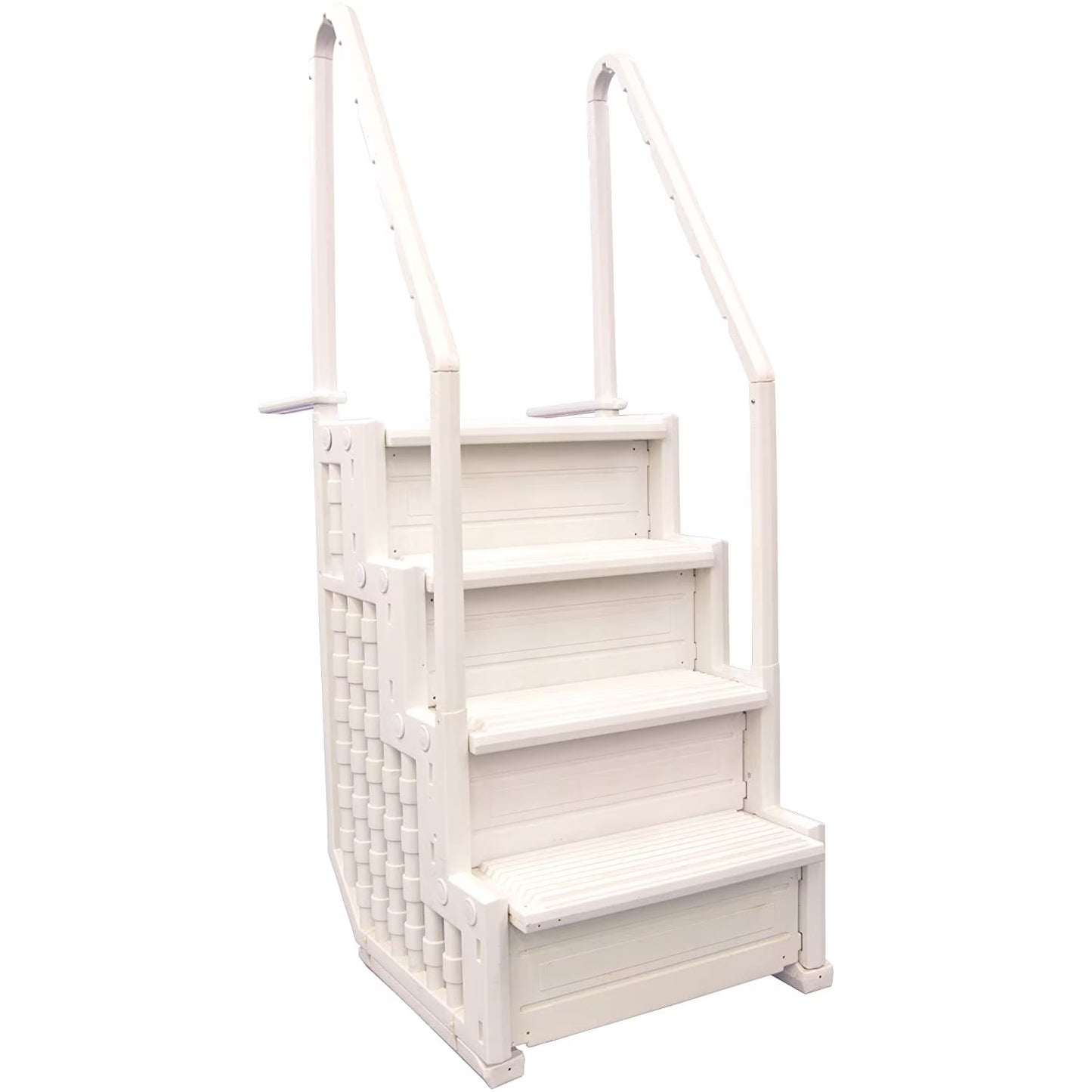Blue Torrent Antigua Step Ladder with Handrails for Above Ground Pools, White(Inpool Step)