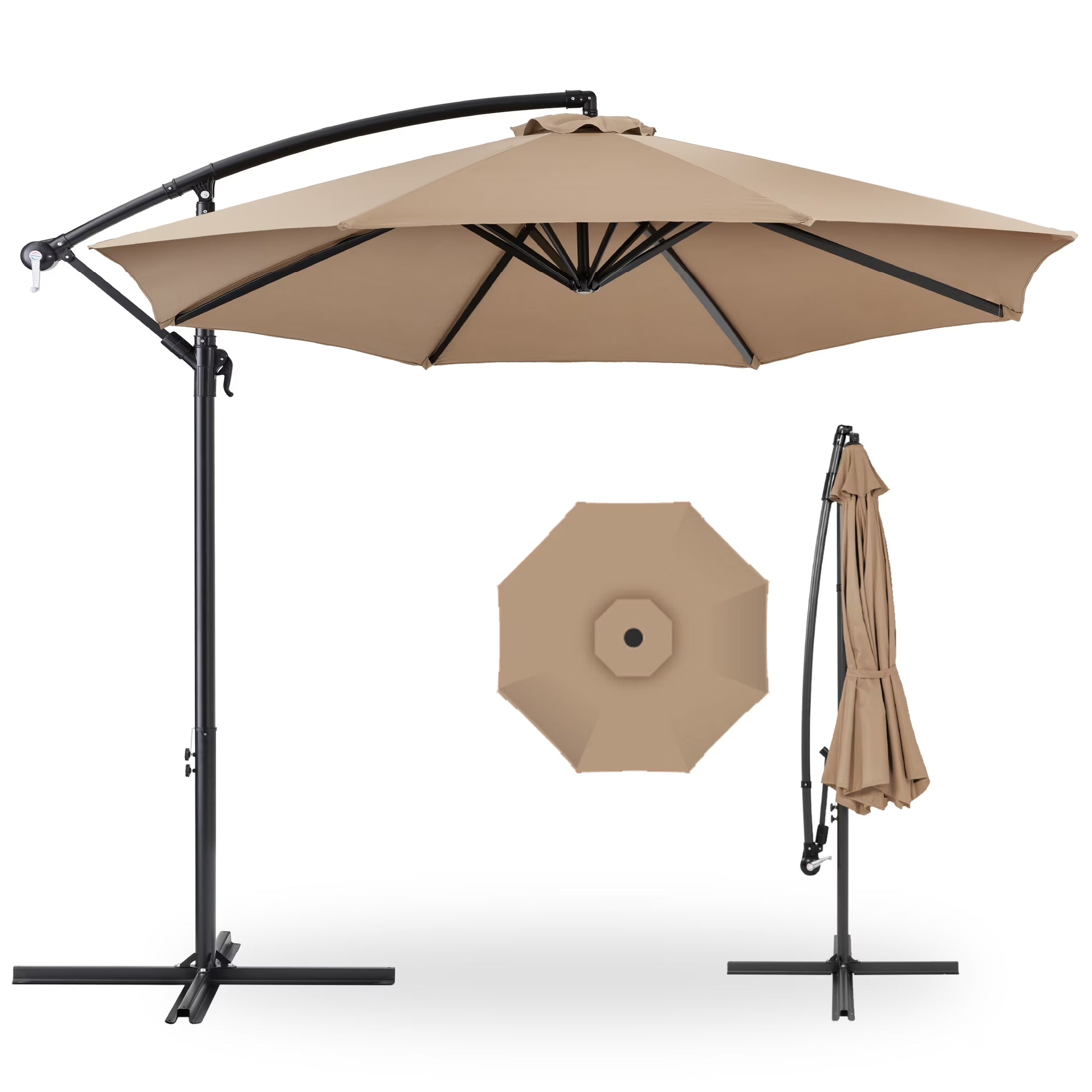 Best Choice Products 10ft Offset Hanging Outdoor Market Patio Umbrella w/ Easy Tilt Adjustment - Tan(Tan)